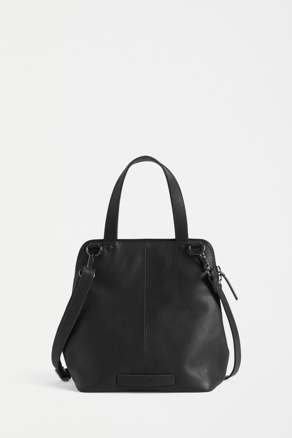 Arien Zip-Up Leather Mini Tote Bag Back | BLACK