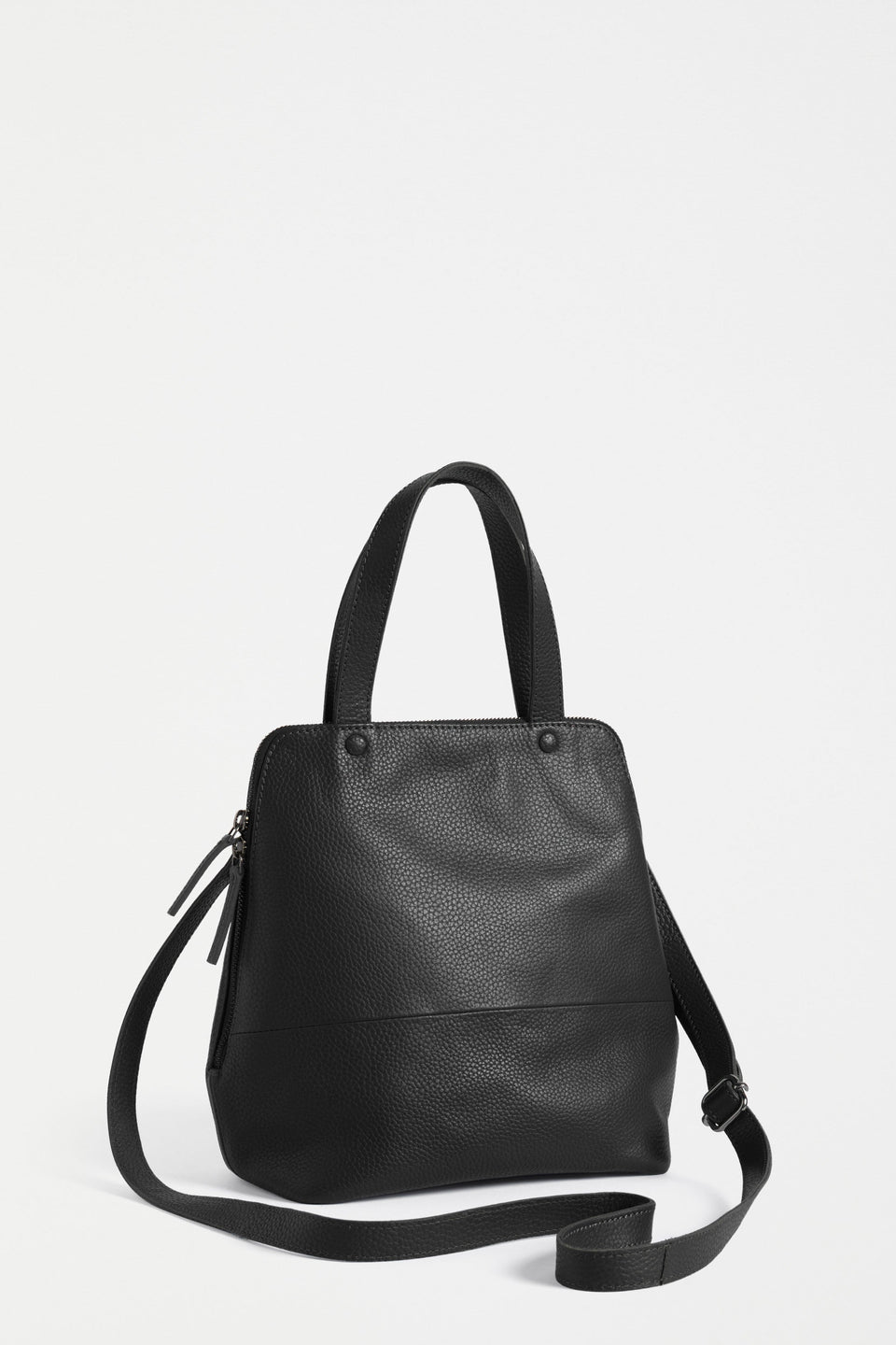 Arien Zip-Up Leather Mini Tote Bag Front | BLACK