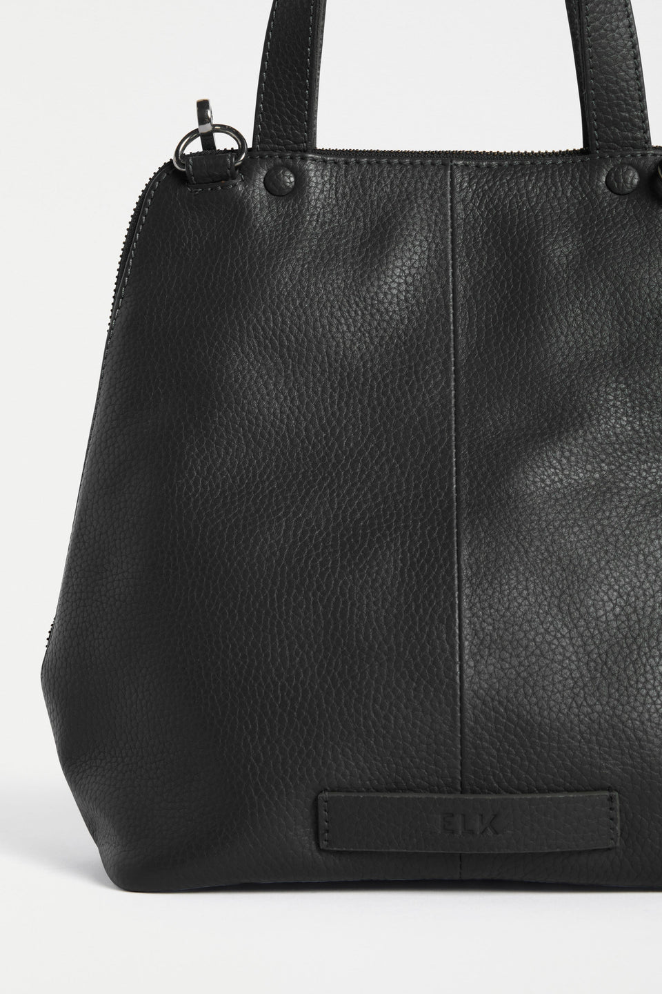 Arien Zip-Up Leather Mini Tote Bag Detail | BLACK
