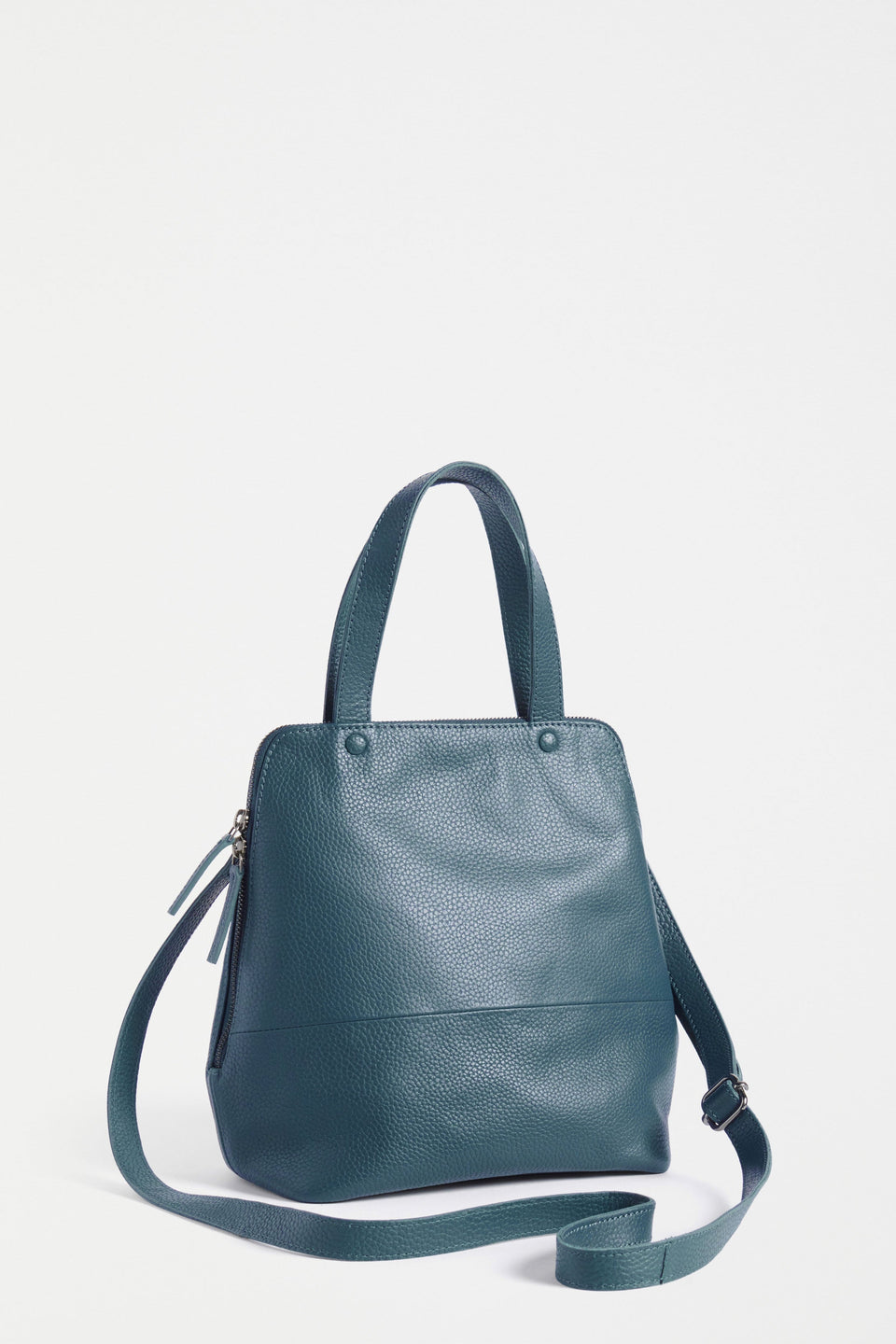 Arien Zip-Up Leather Mini Tote Bag Front | TEAL