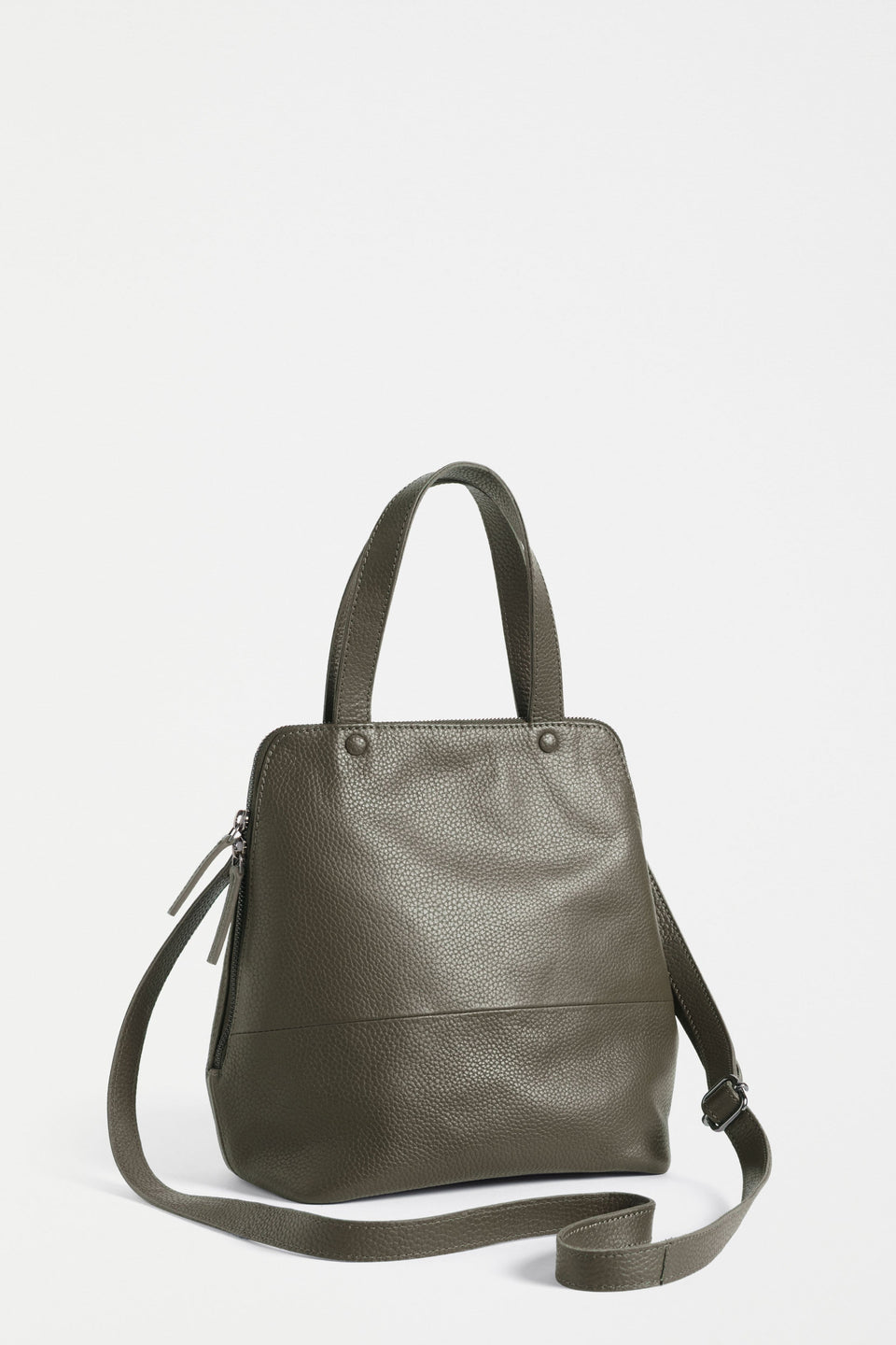 Arien Zip-Up Leather Mini Tote Bag Front | OLIVE