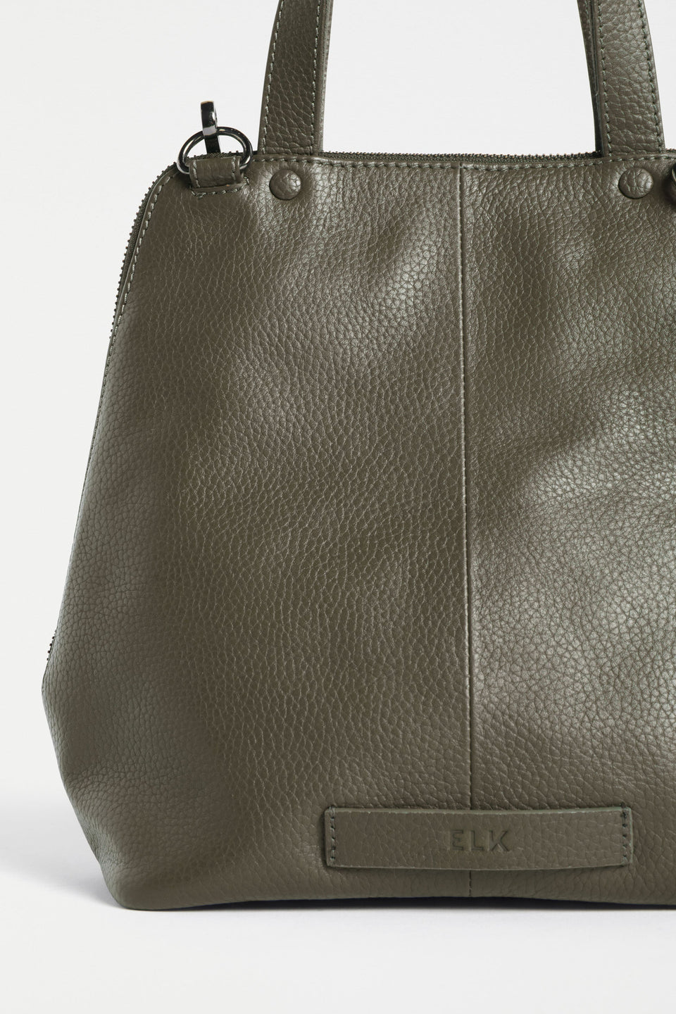 Arien Zip-Up Leather Mini Tote Bag Detail | OLIVE