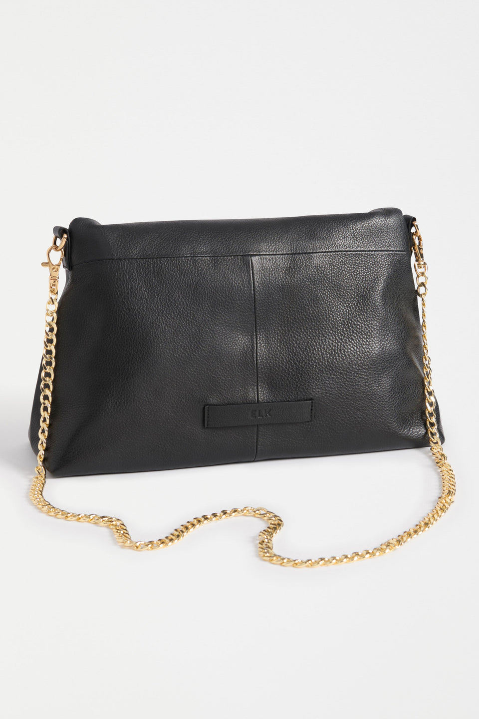 Dreii Crossbody Flat Lay with gold chain detail | BLACK