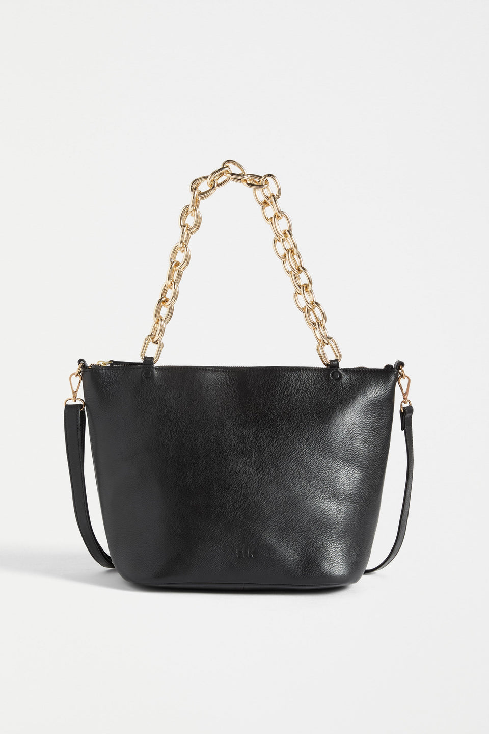 Lenkka Bag Flat Lay with gold chain strap | BLACK