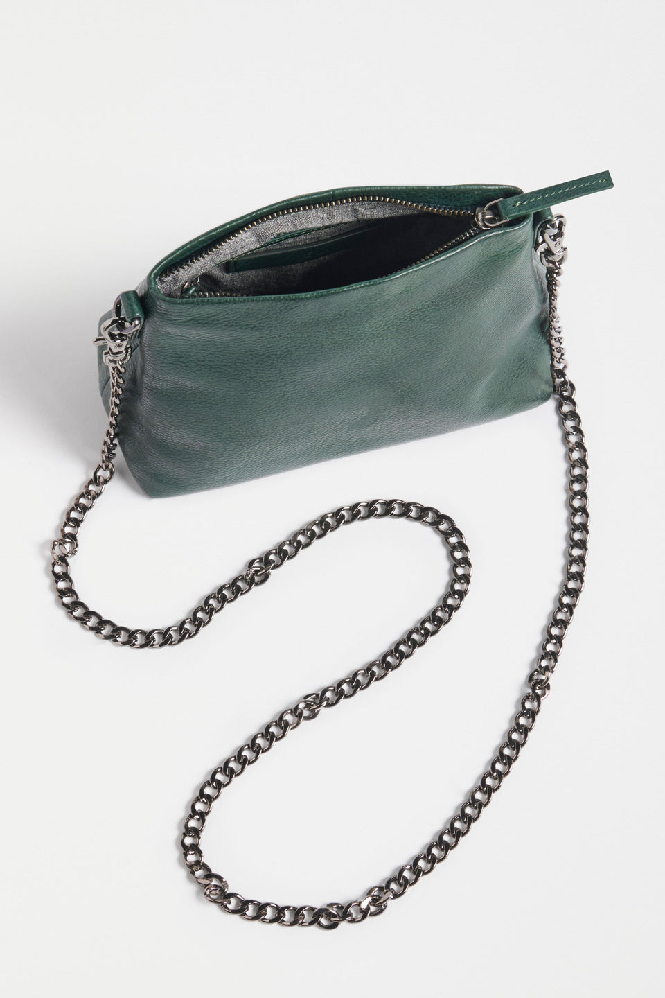Dreii Mini Clutch Bag Flat Lay inside pocket detail | FOREST GREEN