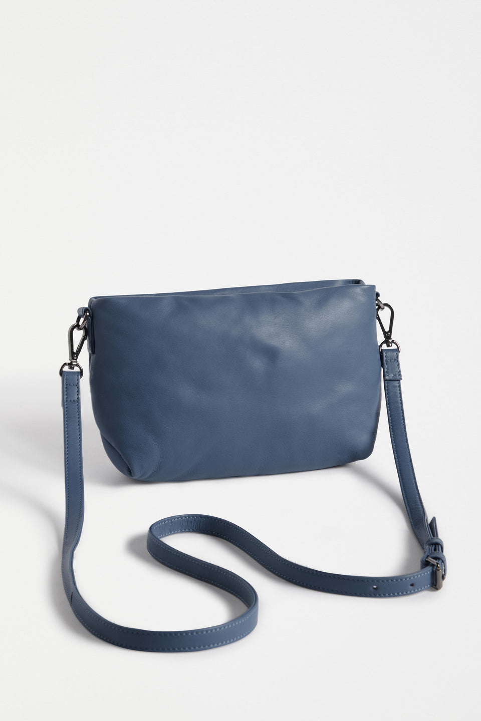 Moln Clutch Bag Flat Lay back view with strap | DENIM