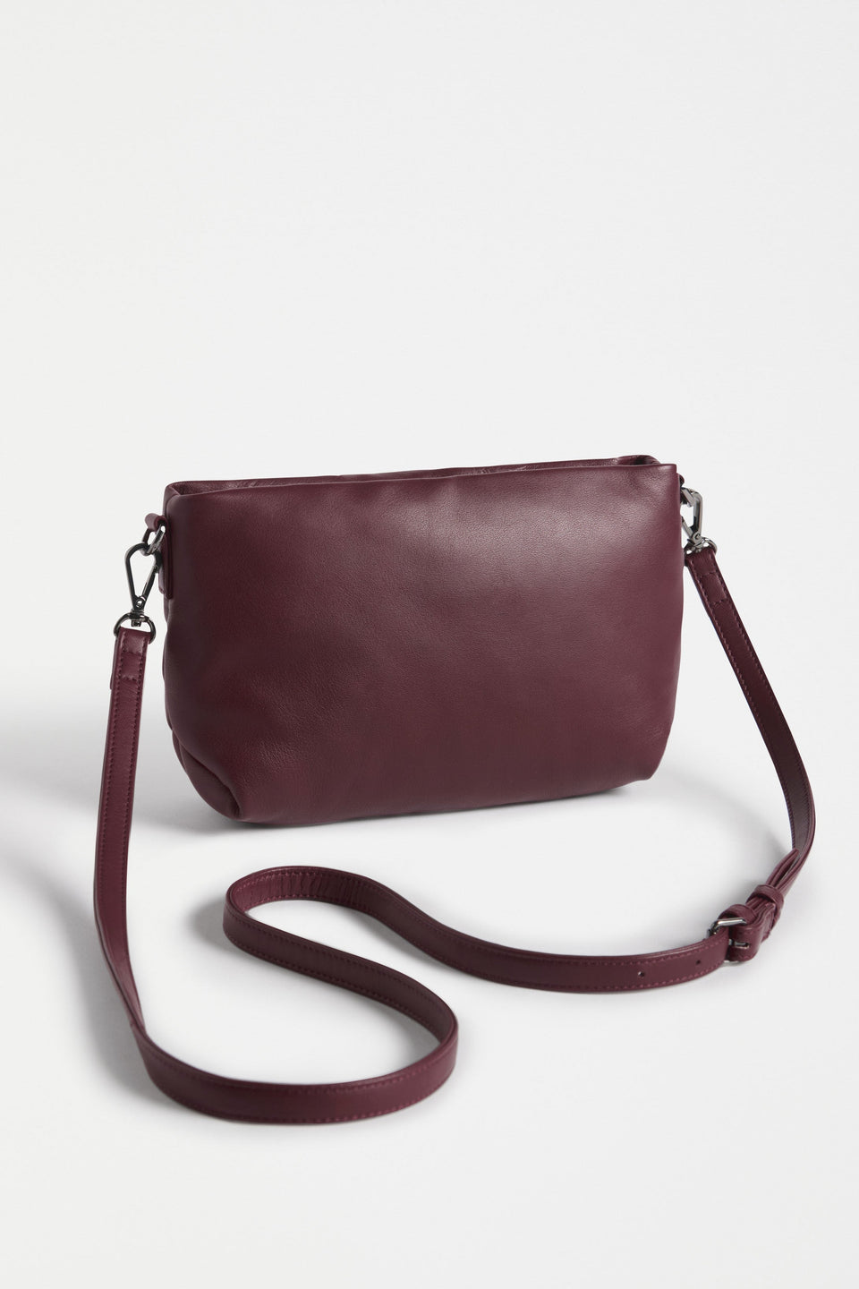 Moln Clutch Bag Flat Lay back view with strap | BURGUNDY