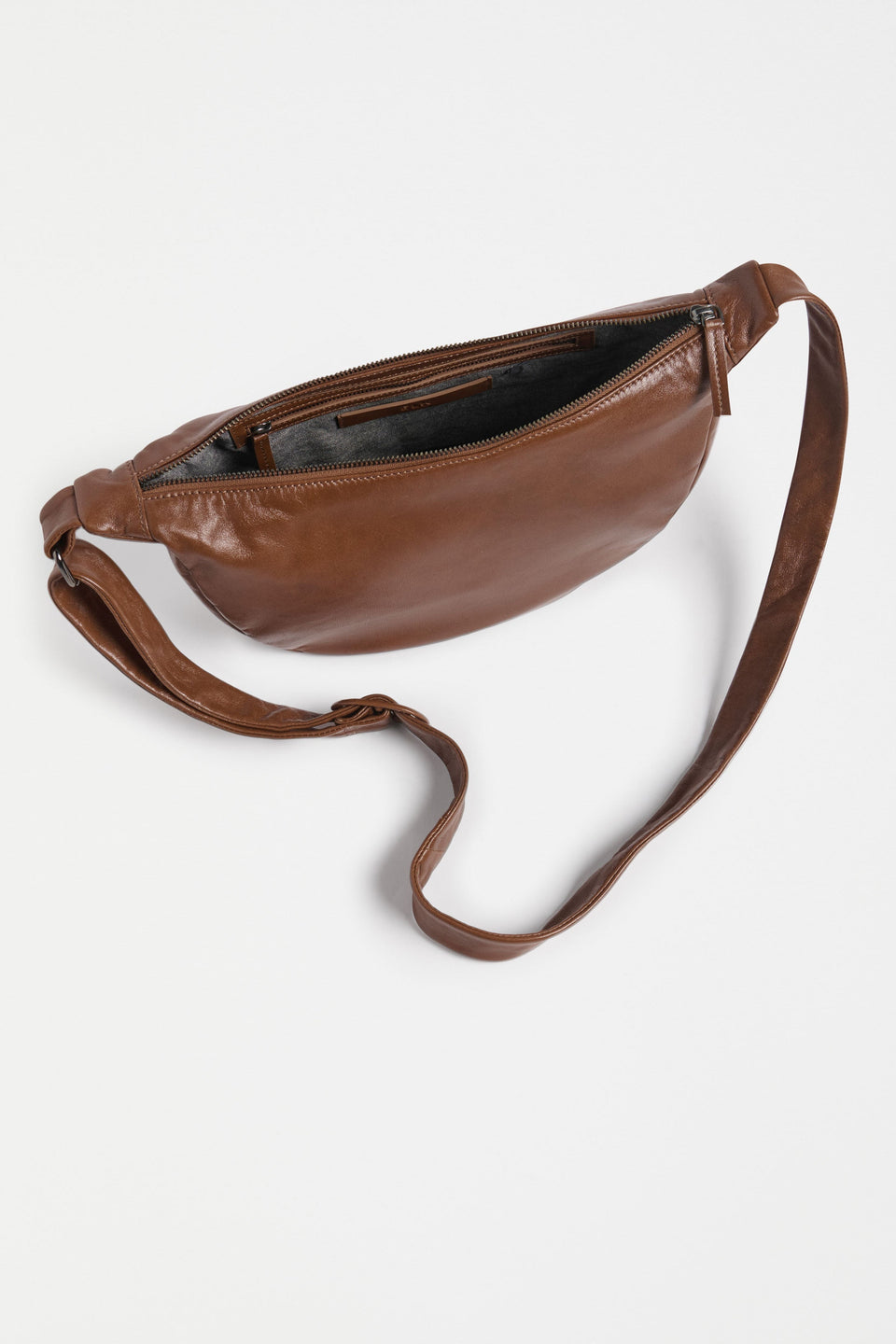 Junn Mini Bag Flat Lay |inside view of pockets | TAN