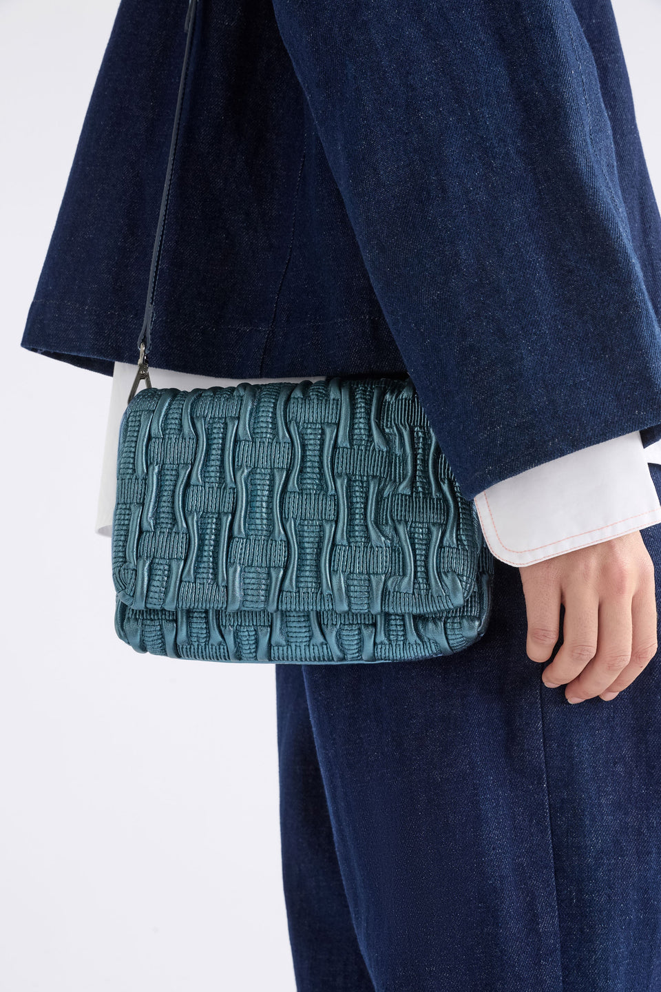 Liska Crossbody Bag styled on model | NAVY
