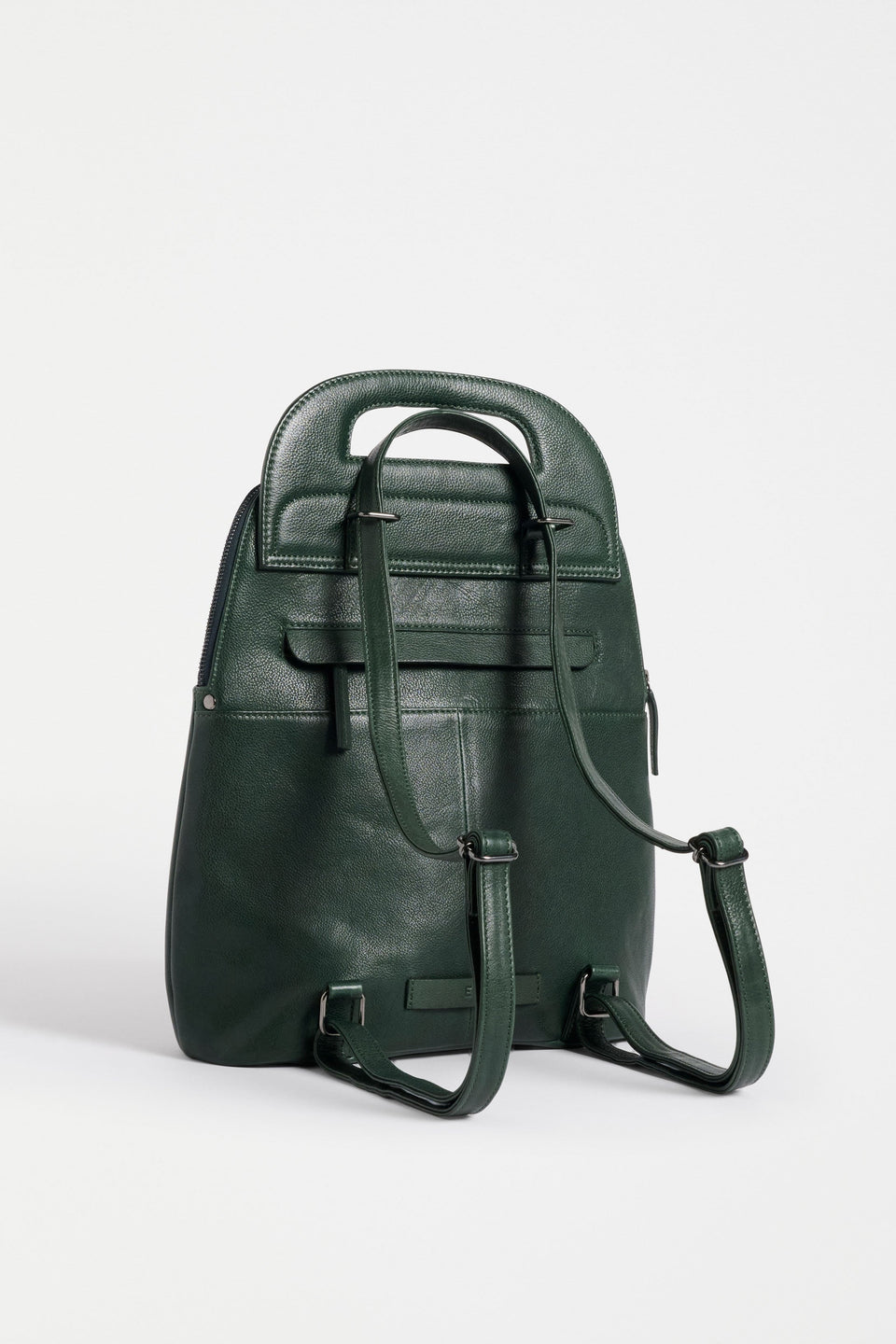 Forde Soft Cow Leather Backpack Back | FOREST GREEN