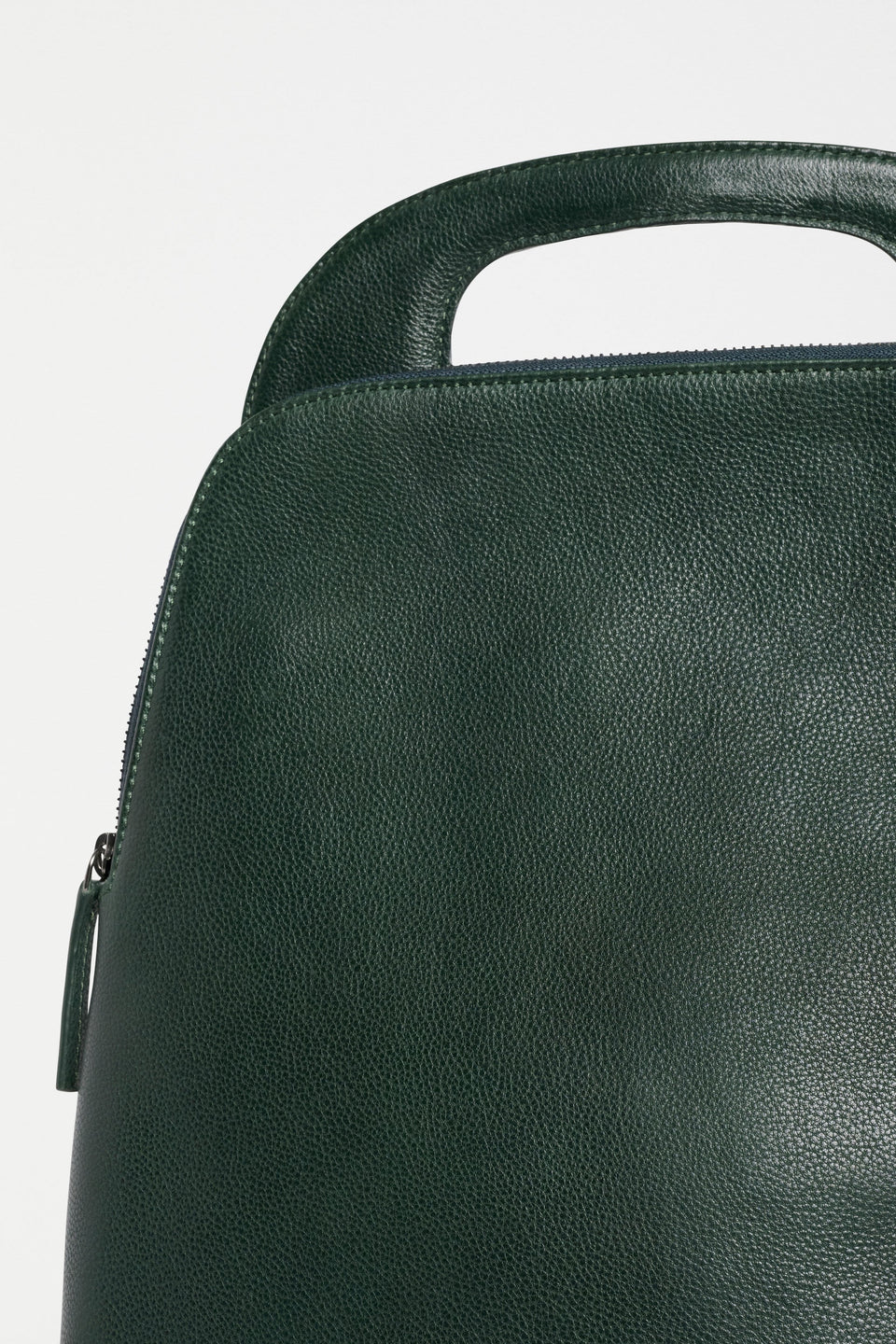 Forde Soft Cow Leather Backpack Close Up | FOREST GREEN