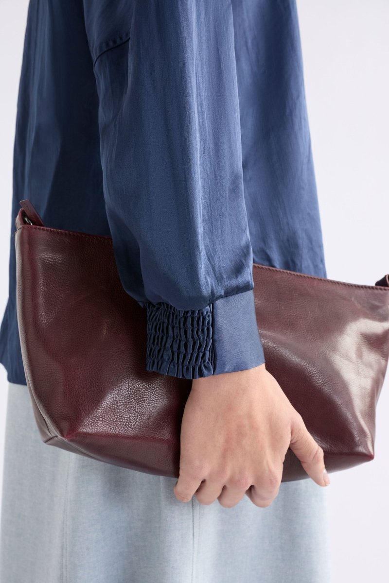Hansen Remnant Leather Crossbody Bag | BORDEAUX