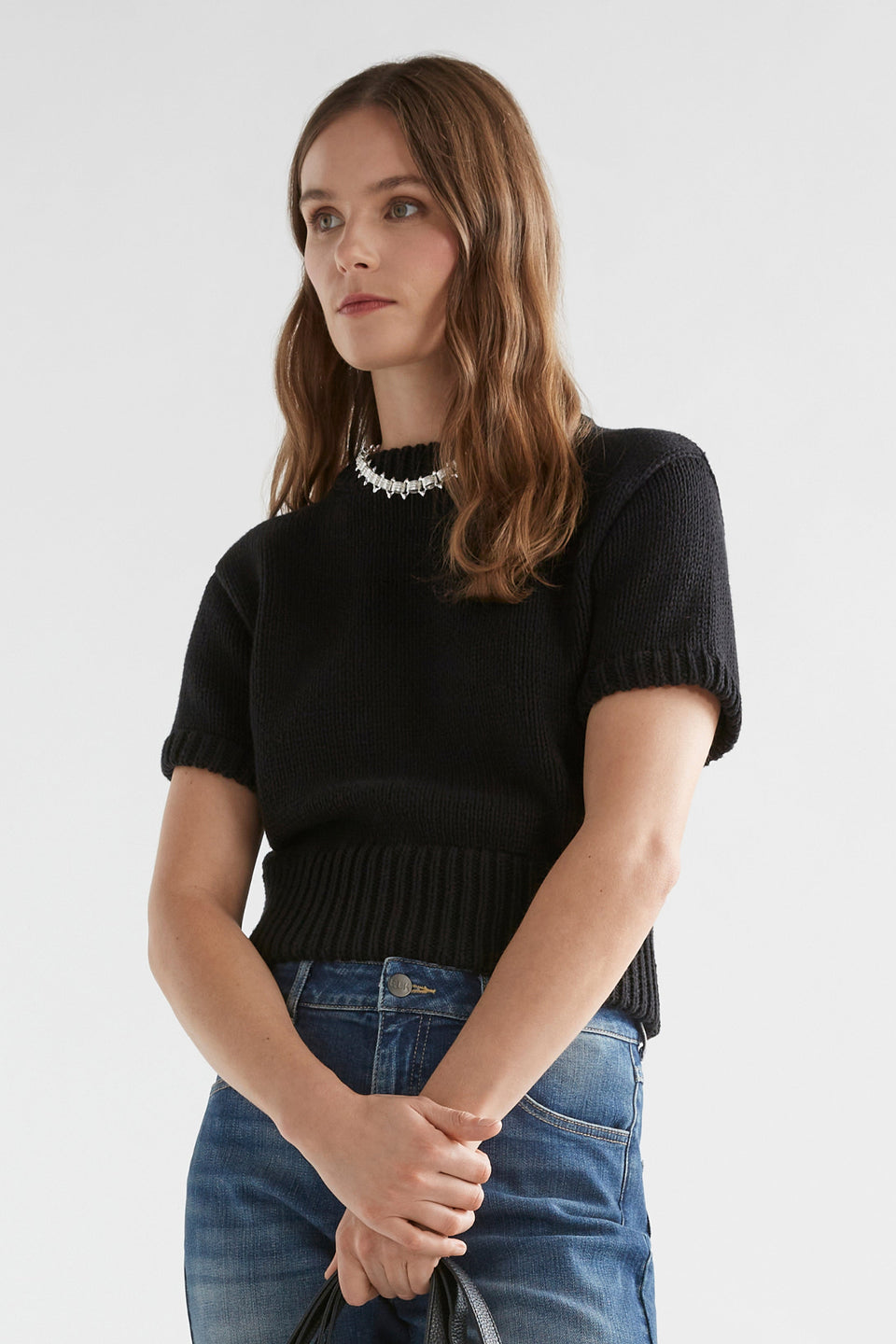 Hvass Chunky Metallic Short Necklace Modek Luft Knit | SILVER