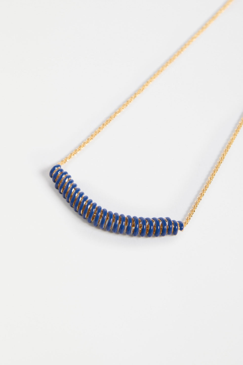 Vrid Fine Chain and Coloured Coil Pendant Necklace Detail | COBALT