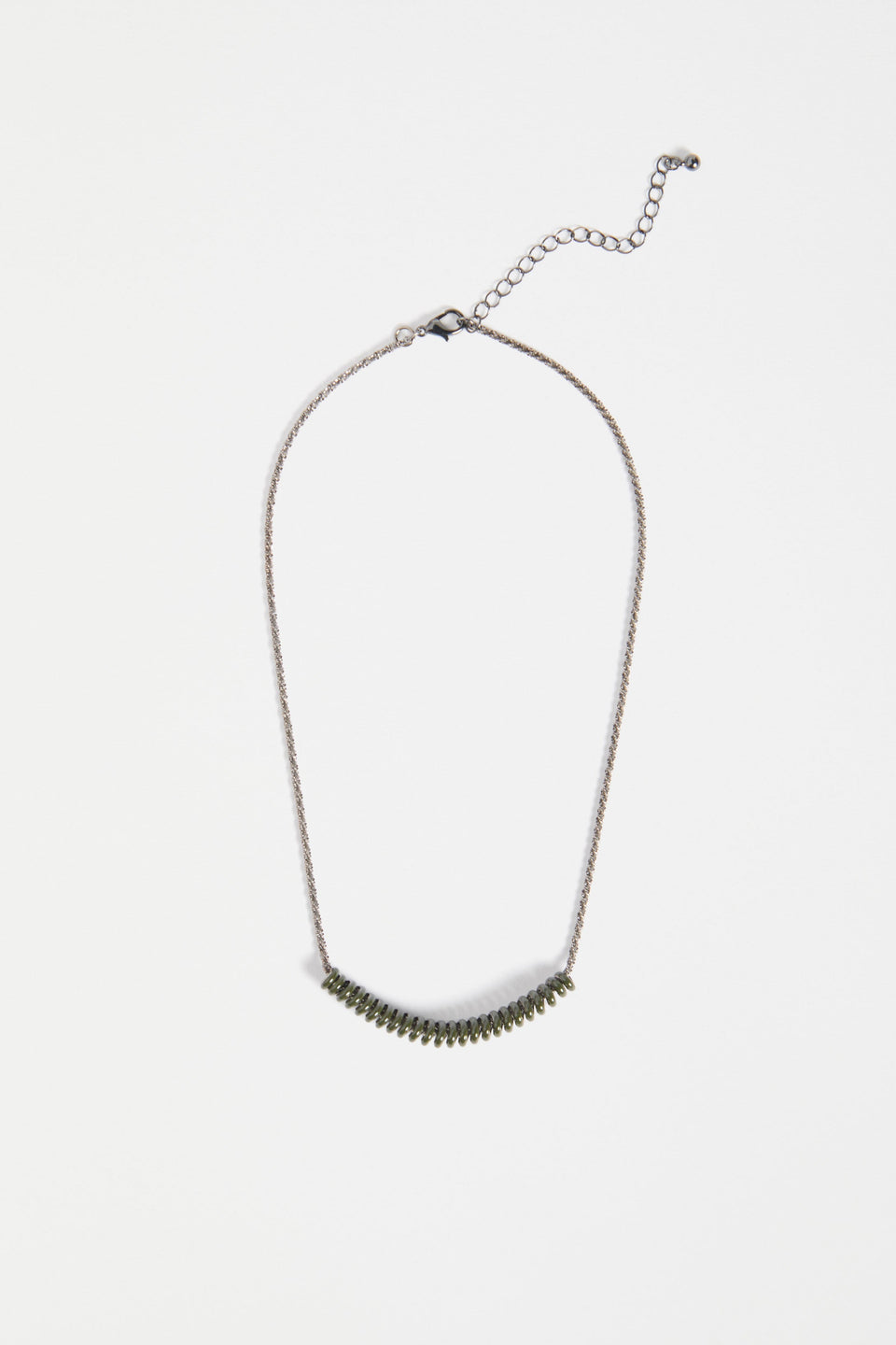 Vrid Fine Chain and Coloured Coil Pendant Necklace | DARK OLIVE