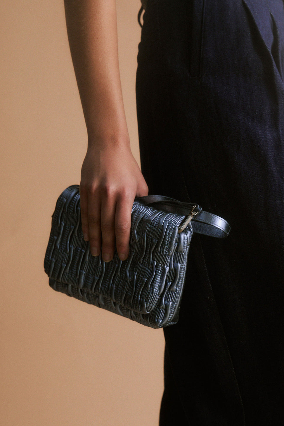 Liska Crossbody Bag styled on campaign model | NAVY