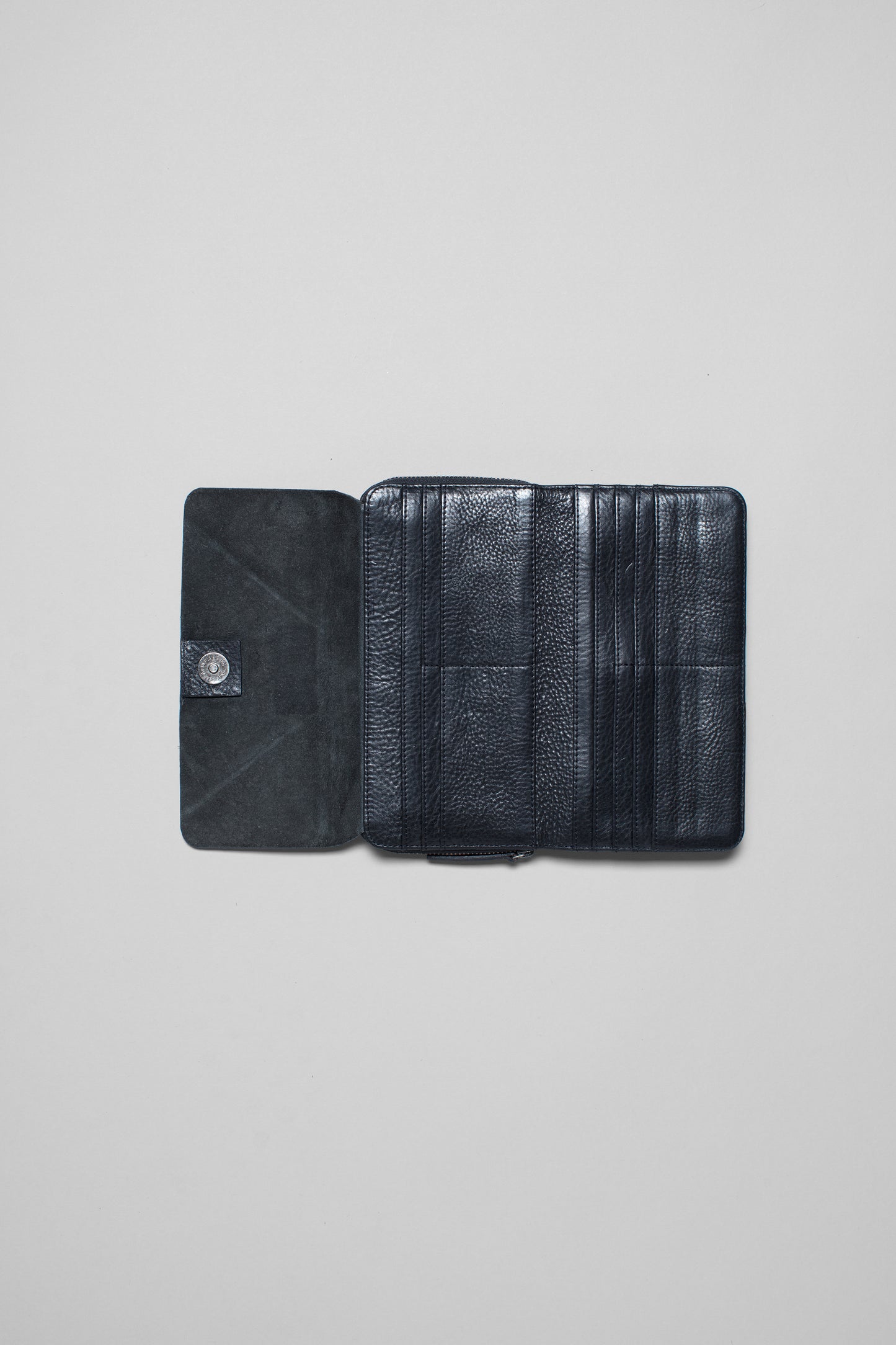 Nausta Wallet Flap and Zip up Leather Wallet Internal | Black