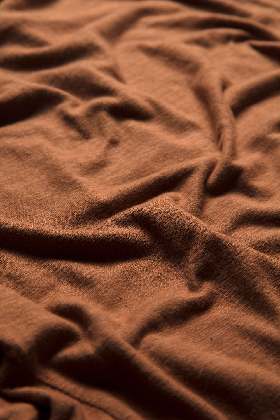 Jaana Organic Cotton and Hemp Jersey Crew Neck Tshirt Detail | BRONZE BROWN