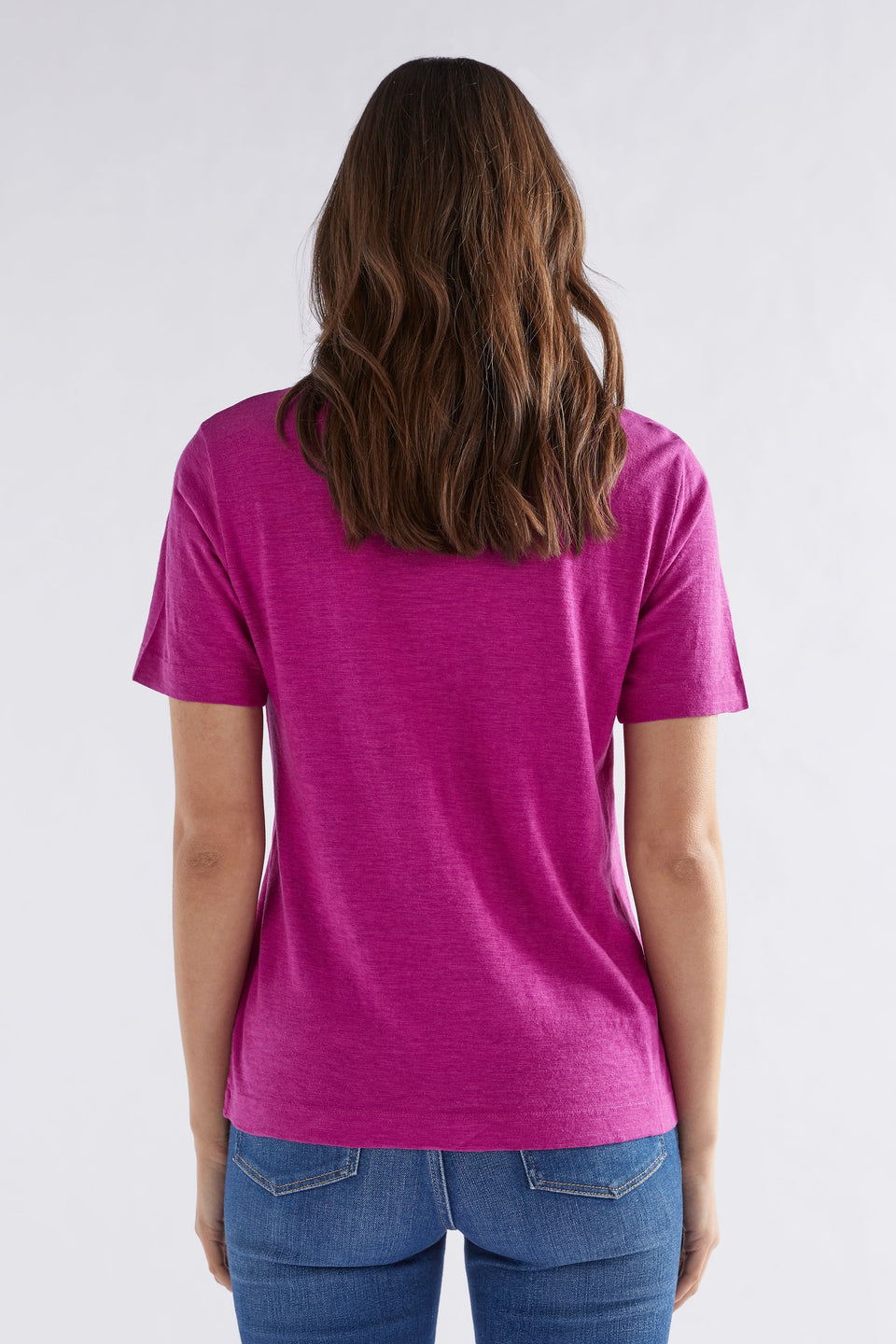 Jaana Organic Cotton and Hemp Jersey Crew Neck Tshirt Model back | WILD BERRY