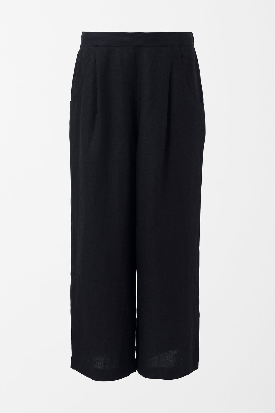 Ilona Wide Leg Linen Pant Front | BLACK