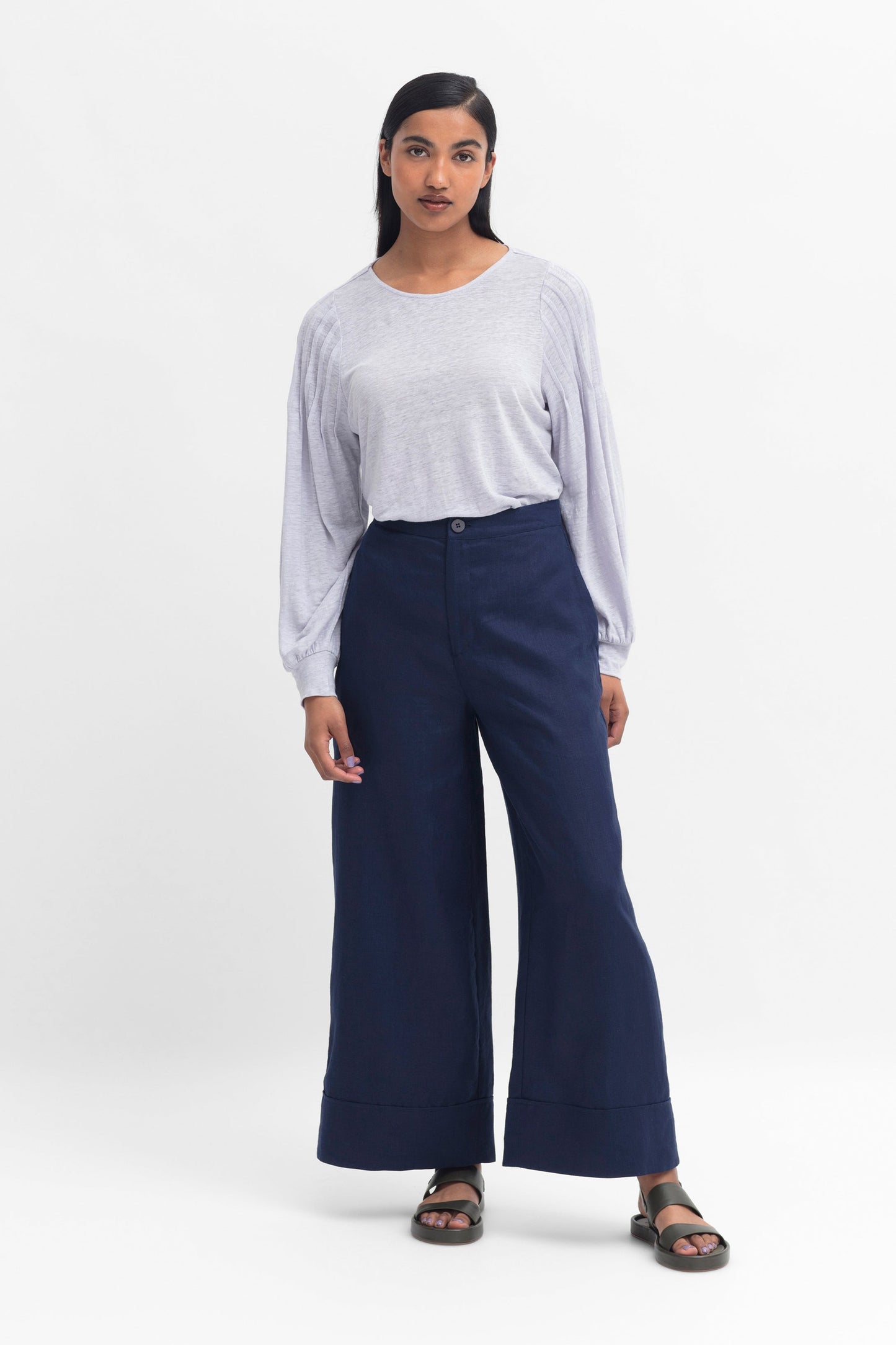 Anneli Light Wide Leg Linen Pant Model Front | TWILIGHT