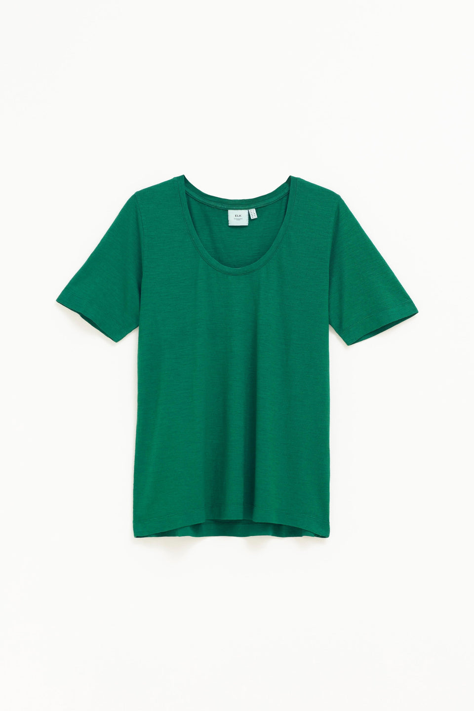 Skala Cotton-Hemp Scoop Neck Basic Tee Front | JEWEL GREEN