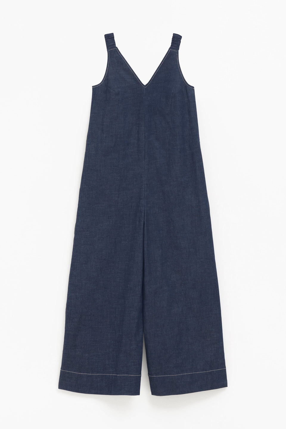 Yens Wide Leg Sleeveless Denim Jumpsuit Front | DENIM