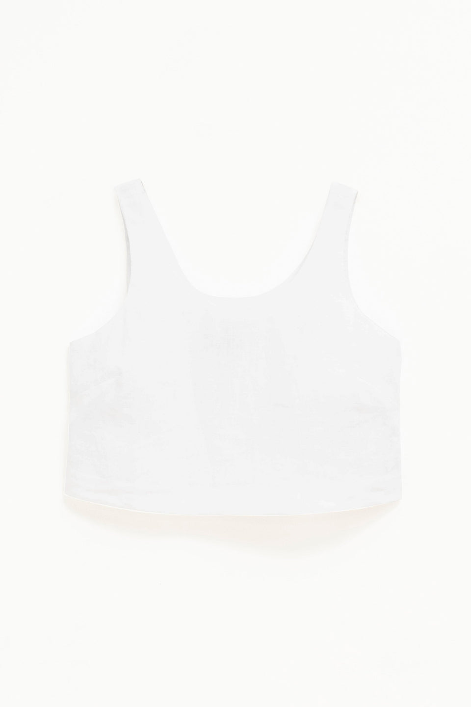 Strom Cropped Linen Tank Front | WHITE