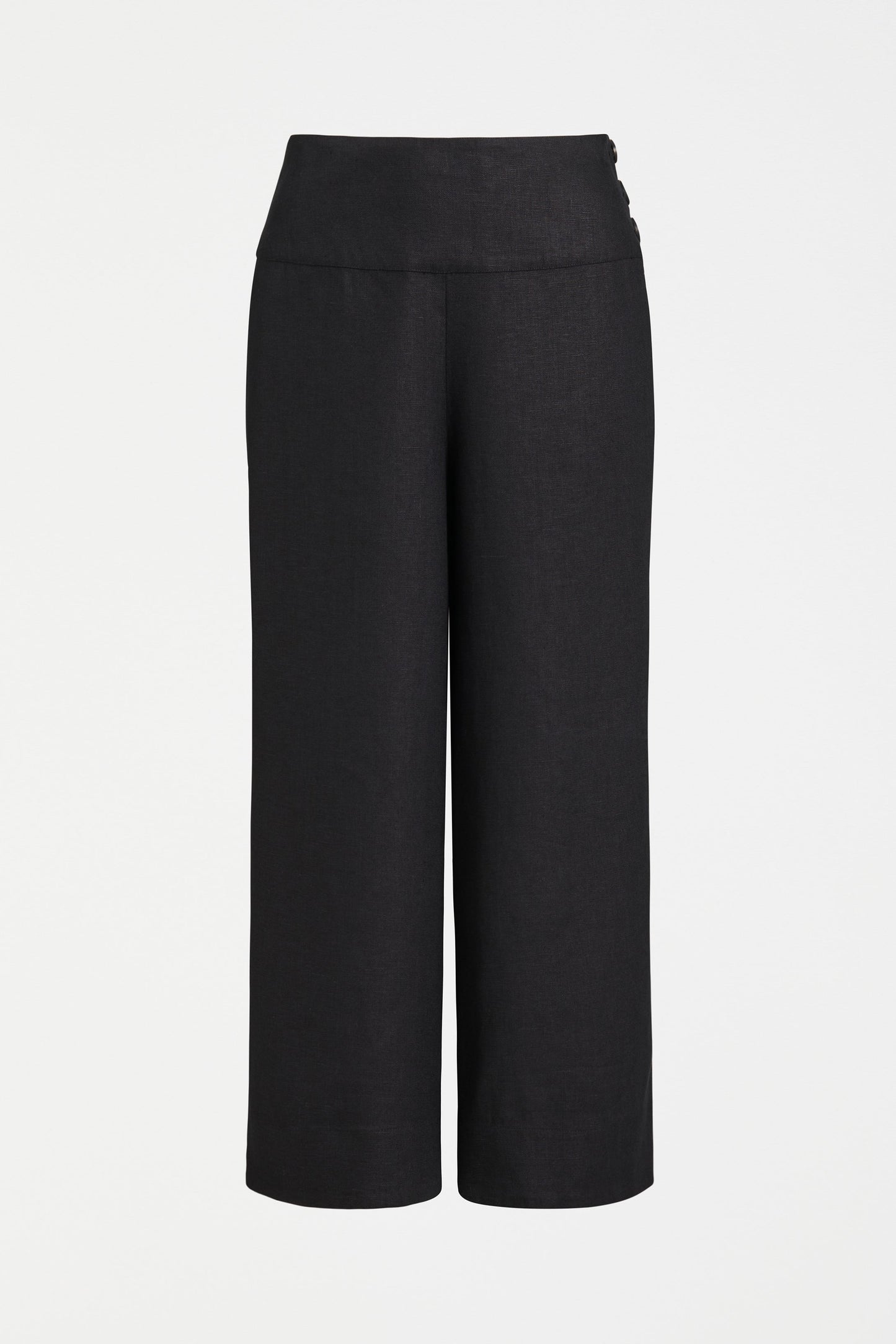 Olsson High Waisted Cropped Linen Pant Front | BLACK