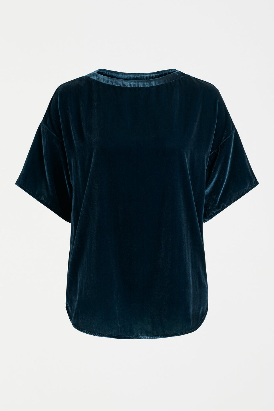 Suuri Boxy Sleeve Drop Shoulder Velvet Top Front | TEAL