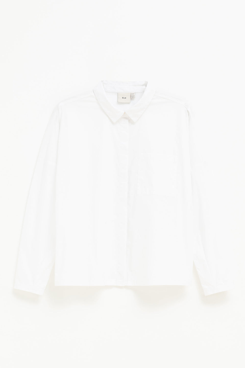 Rinna Organic Cotton White Everyday Shirt with Front Pocket front | WHITE