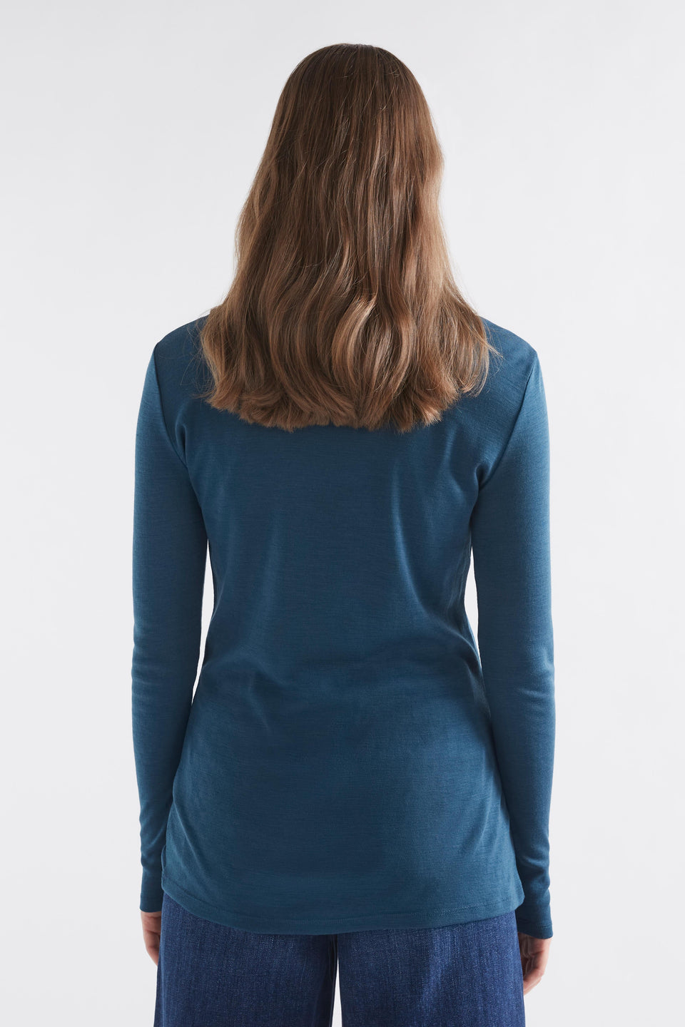 Merino Wool Long Sleeve Skin Top Model Back | JASPER