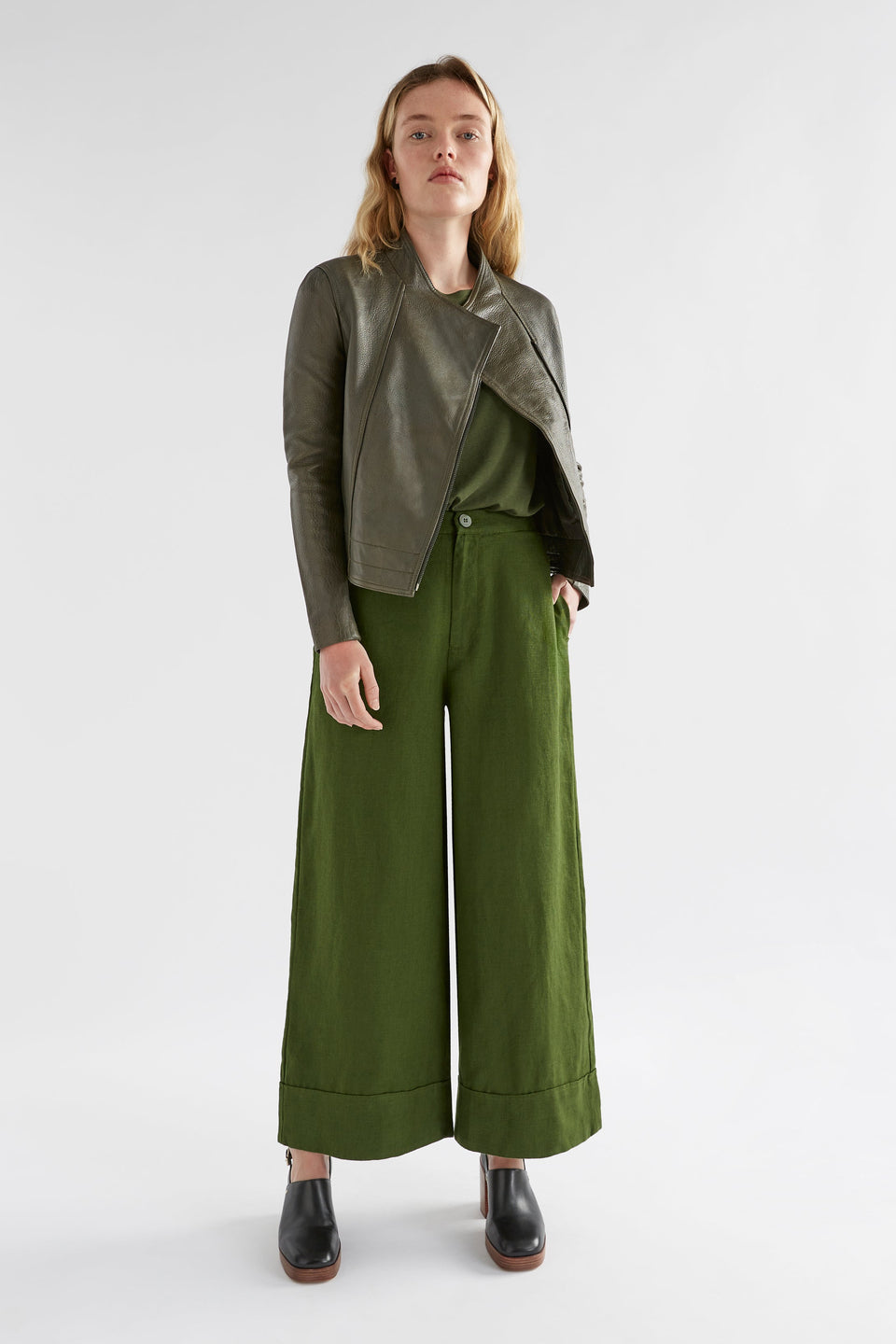 Lader Biker Leather Jacket Model Front full body new | TARMAC