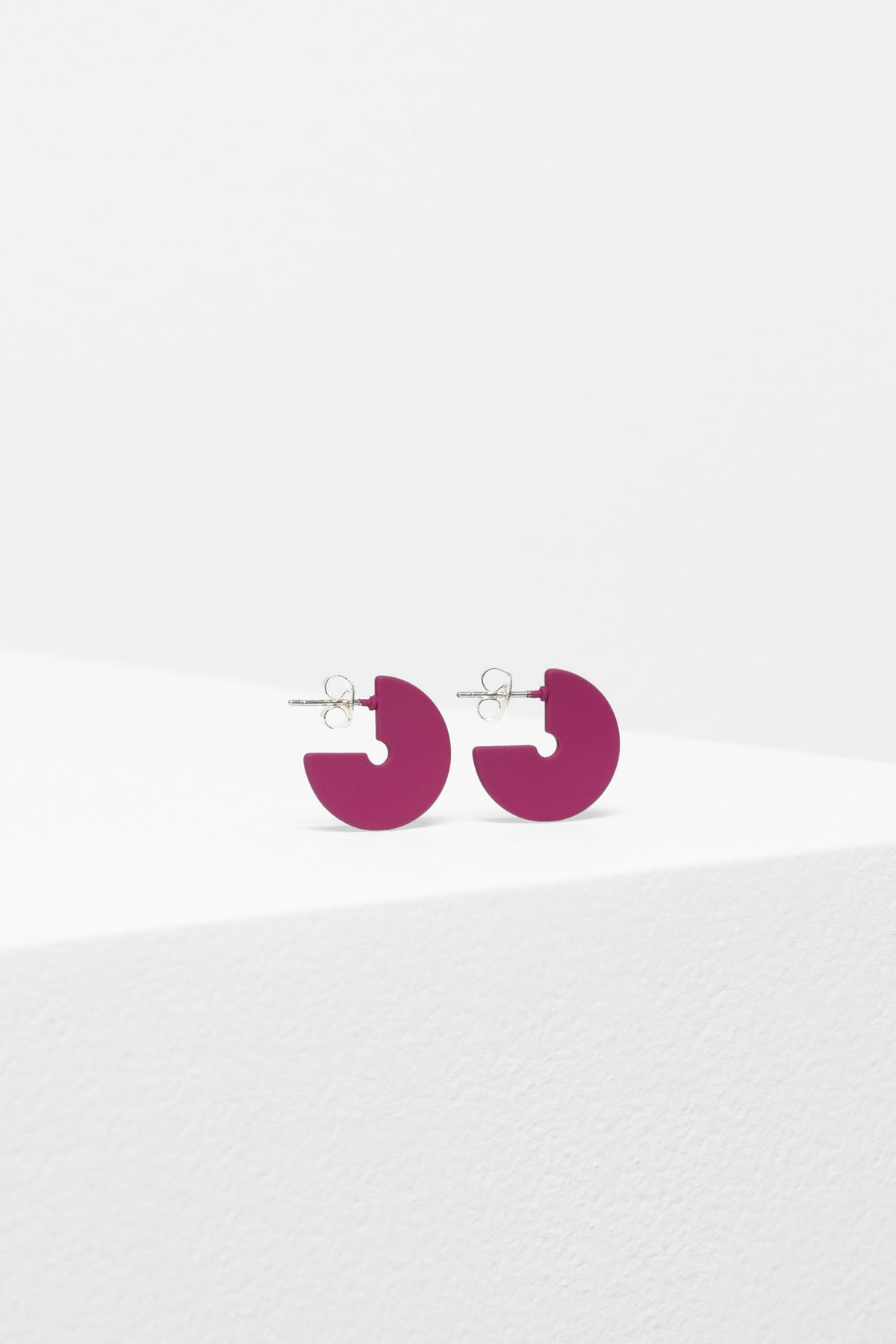 Vivi Colour Coated Matte Small Hoop Stud Earring | WILD BERRY
