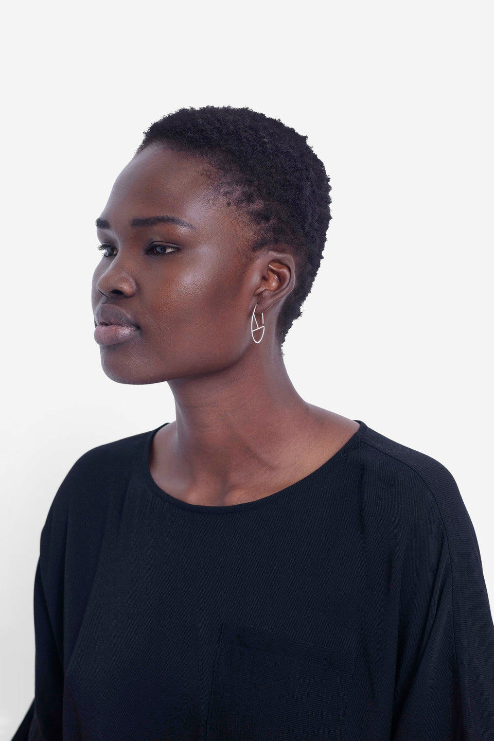 Hallie Earrings Model Front | SILVER MATTE