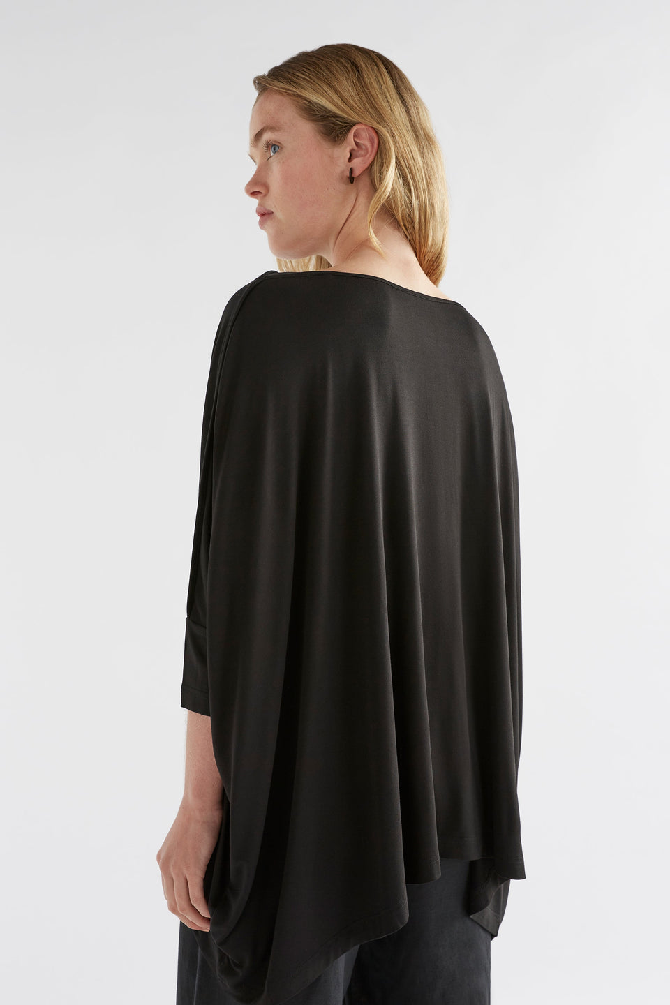 Wide Stretch Classic Jersey Top Model Back Angled Bella | Black