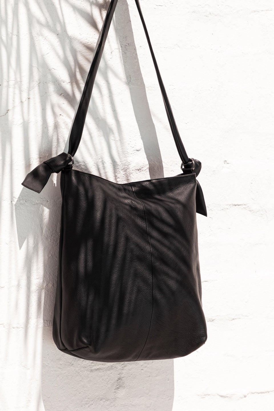 Meka Leather Knot Strap Tote Hand Bag Campaign | BLACK