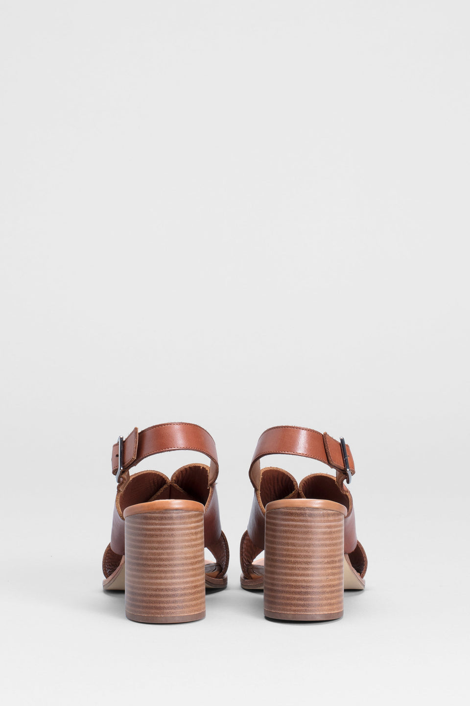 Agata Block Heeled Leather Sandal Back TAN