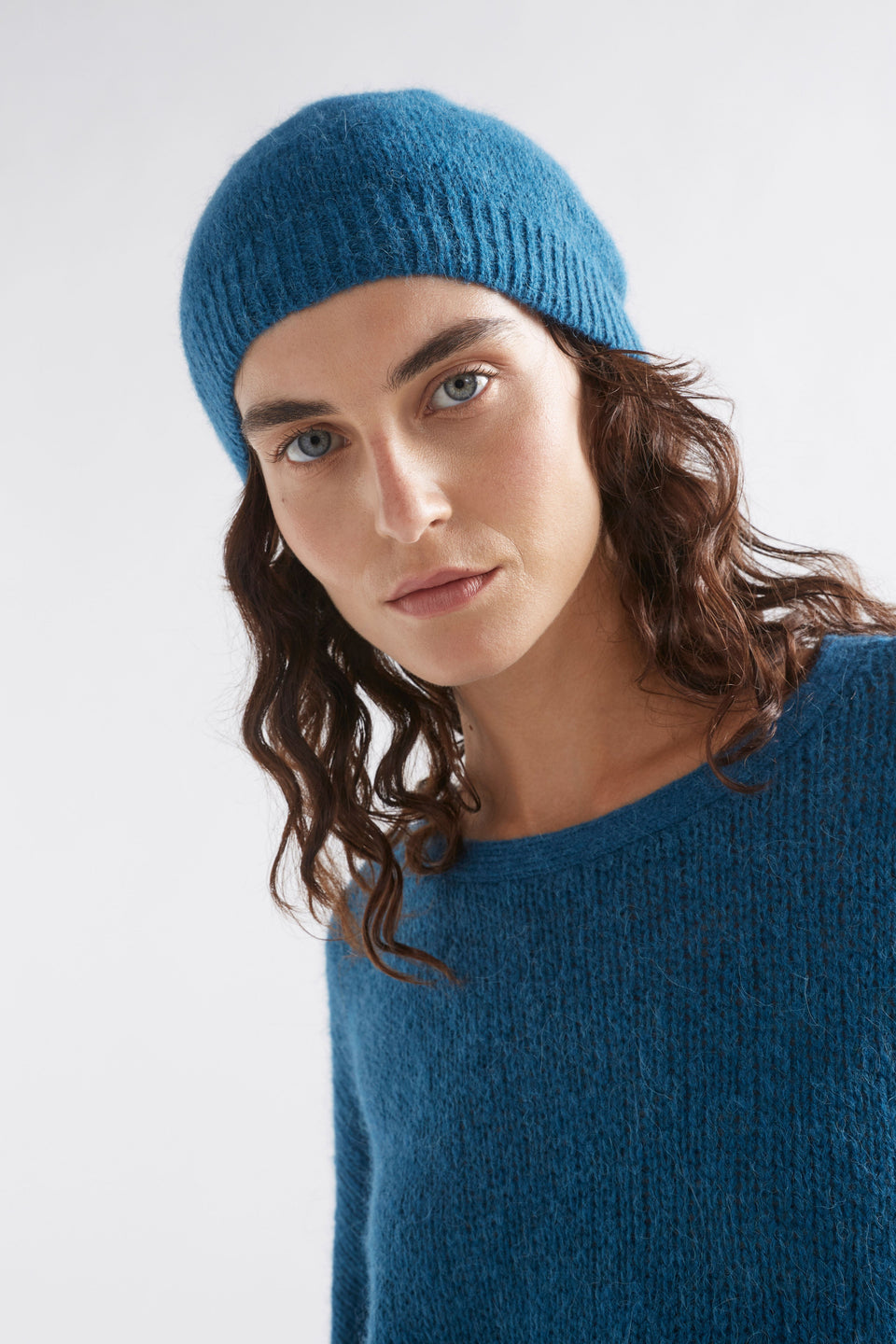 Agna Alpaca Merino Wool Beanie Model | PEACOCK