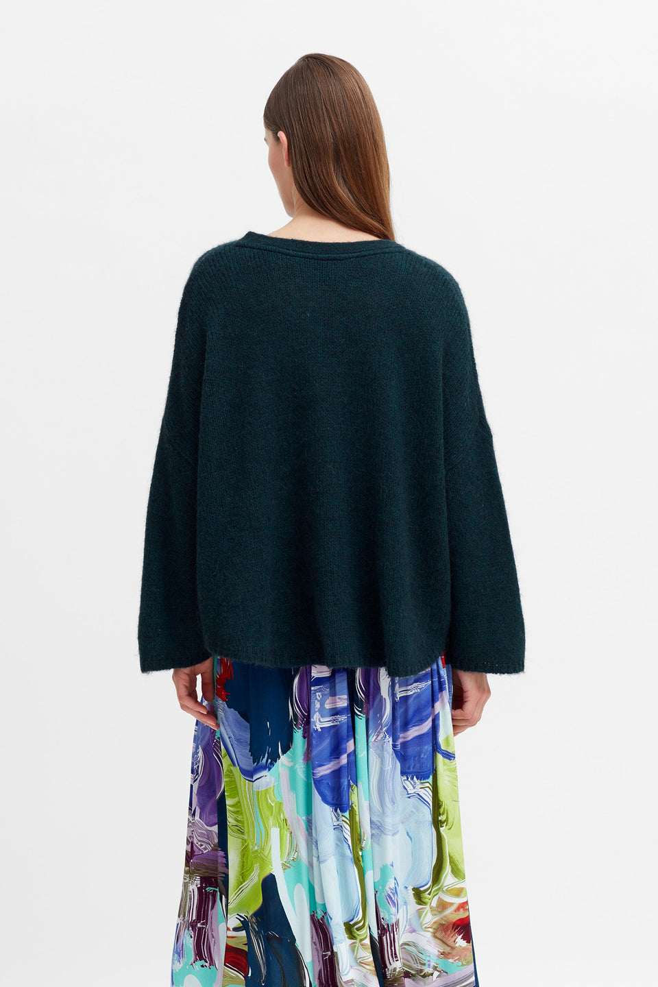 Agna Merino and Alpaca Wool Sweater Model Back Crop | JASPER