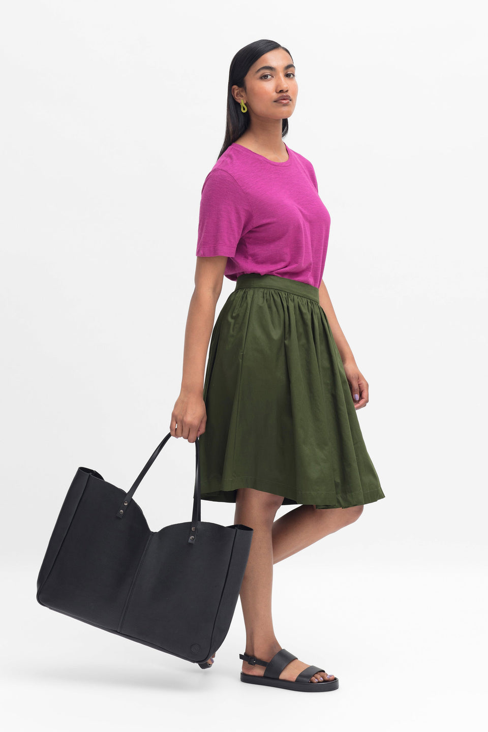 Vee Remnant Leather Large Tote Shopper Bag Model t BLACK