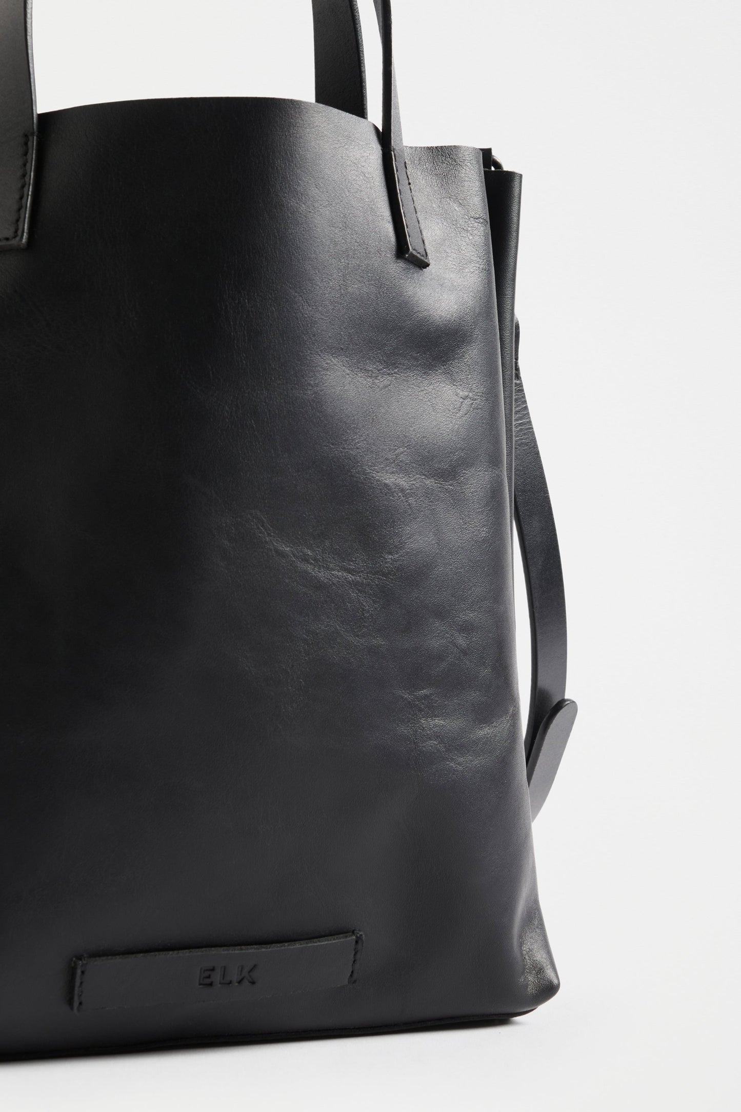 Kopa Medium Size Leather Tote Bag with Detachable Strap Back Detail | BLACK