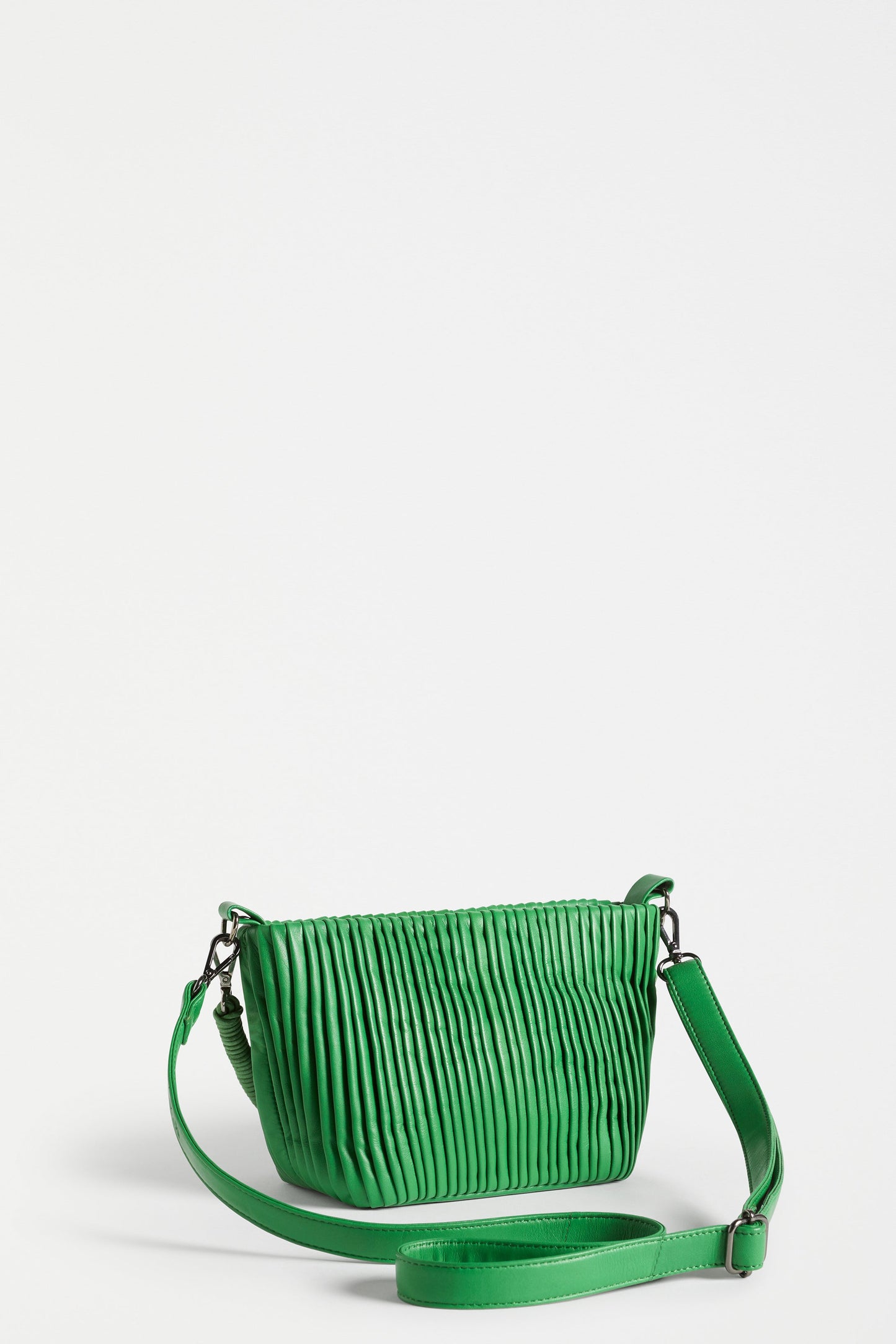 Oda Small Cross Body Pleated Leather Bag Back | BRIGHT GREEN