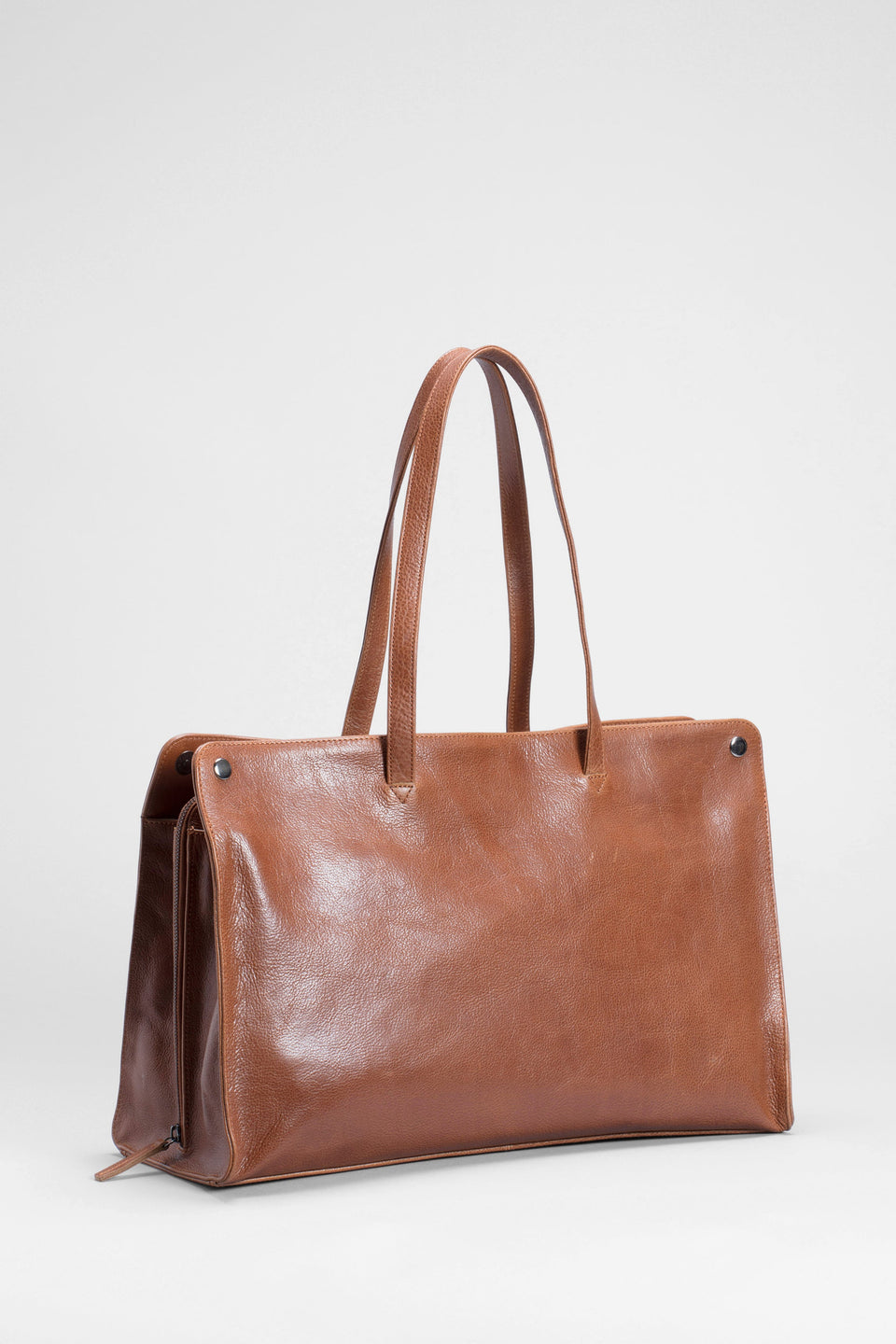Edda Large Cow Leather 2 Pocket Bag Front | Tan