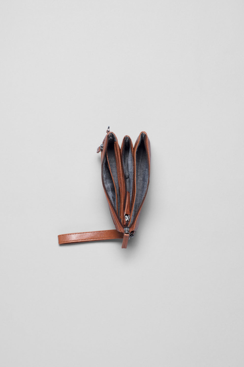 Triple City Leather Cross Body Bag Overhead | TAN