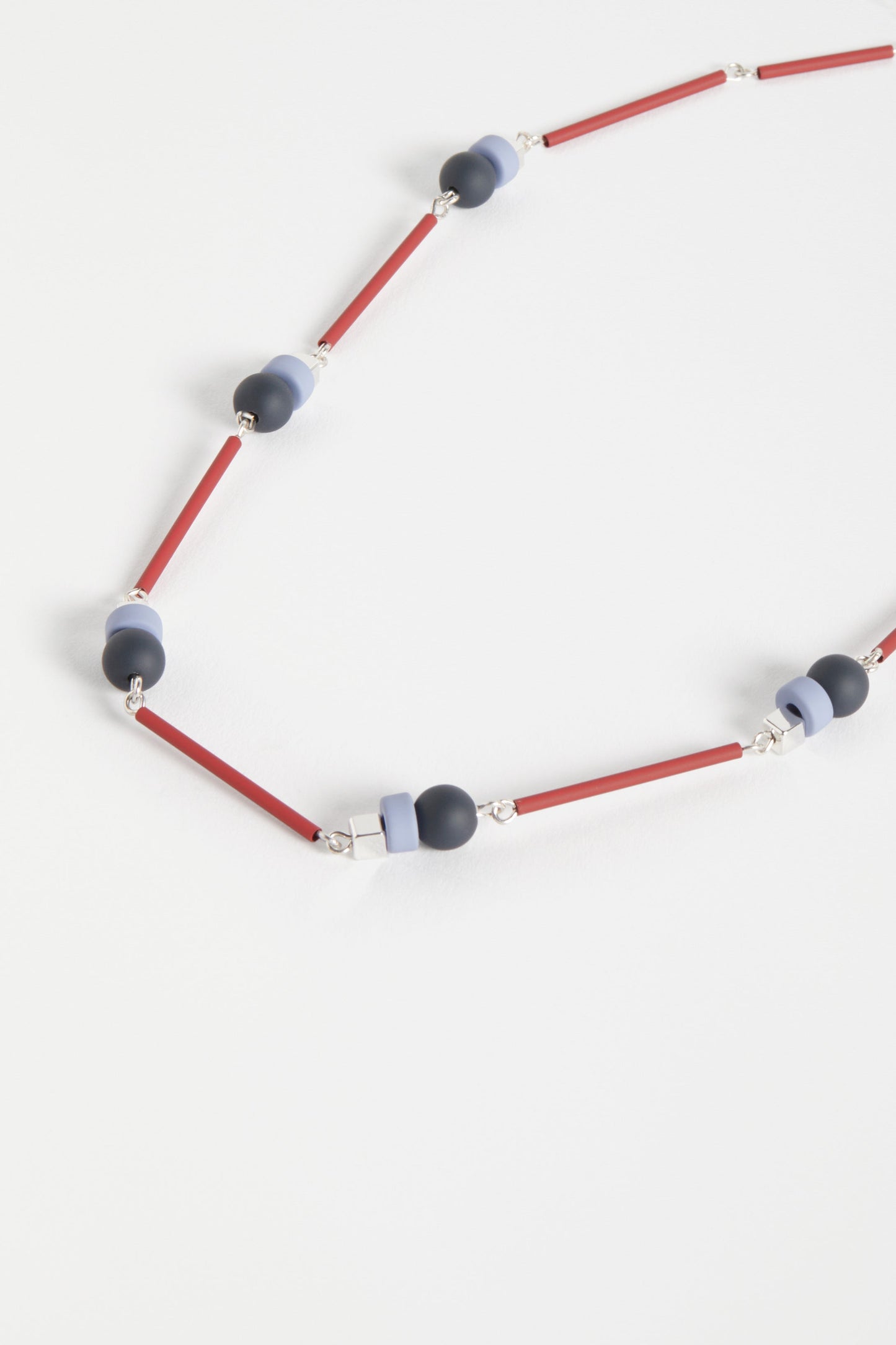 Deha Multi Bead Short Necklace  detail | SILVER