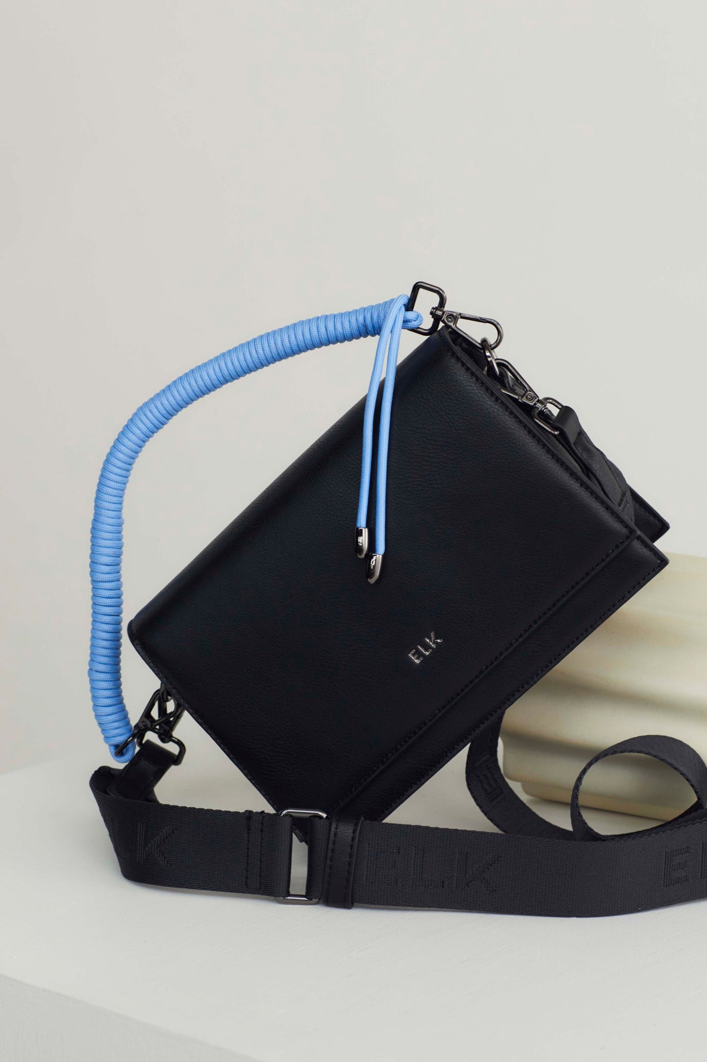 Johto Vegan Leather and Recycled Material Crossbody Handbag Studio BLACK