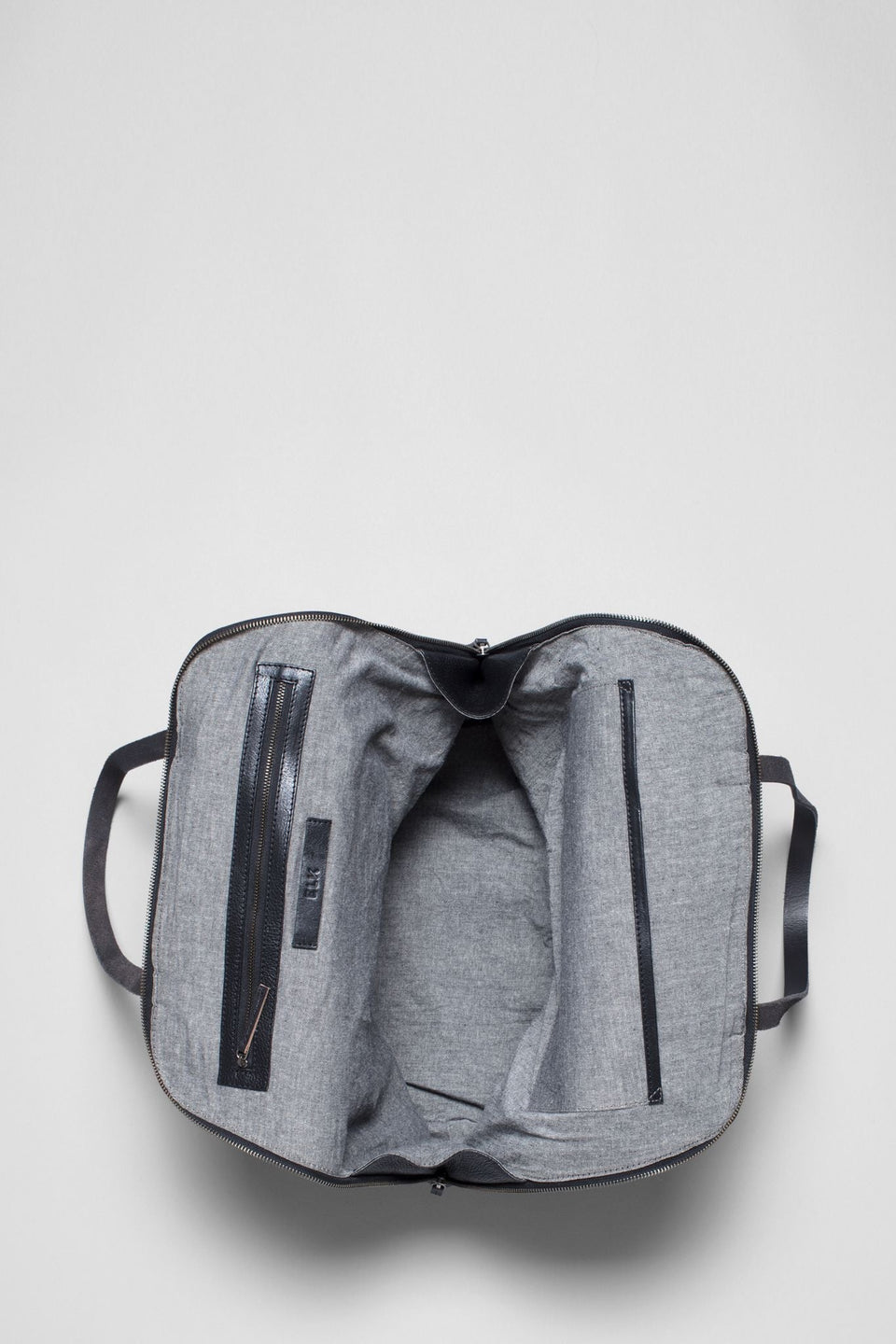 Arien Zip Up Leather Carry-All Bag Internal | Black