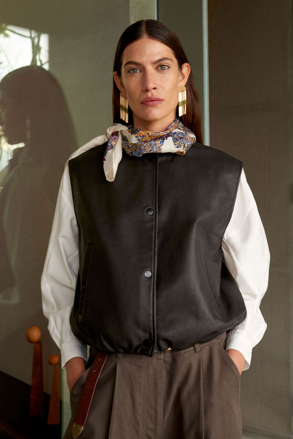 Striind Leather Vest Jackets - ELK | BLACK