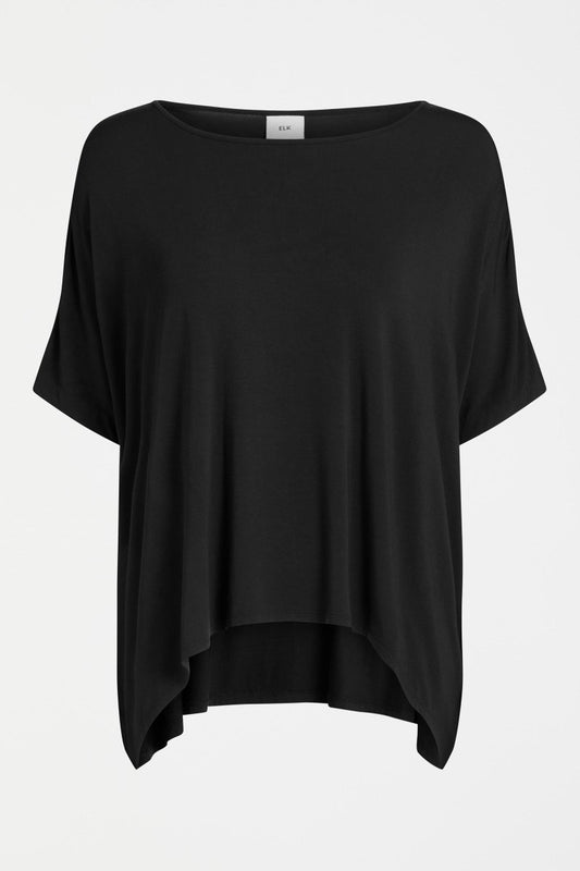 Telse Relaxed Stretch T-shirt Model Angled Front  | BLACK